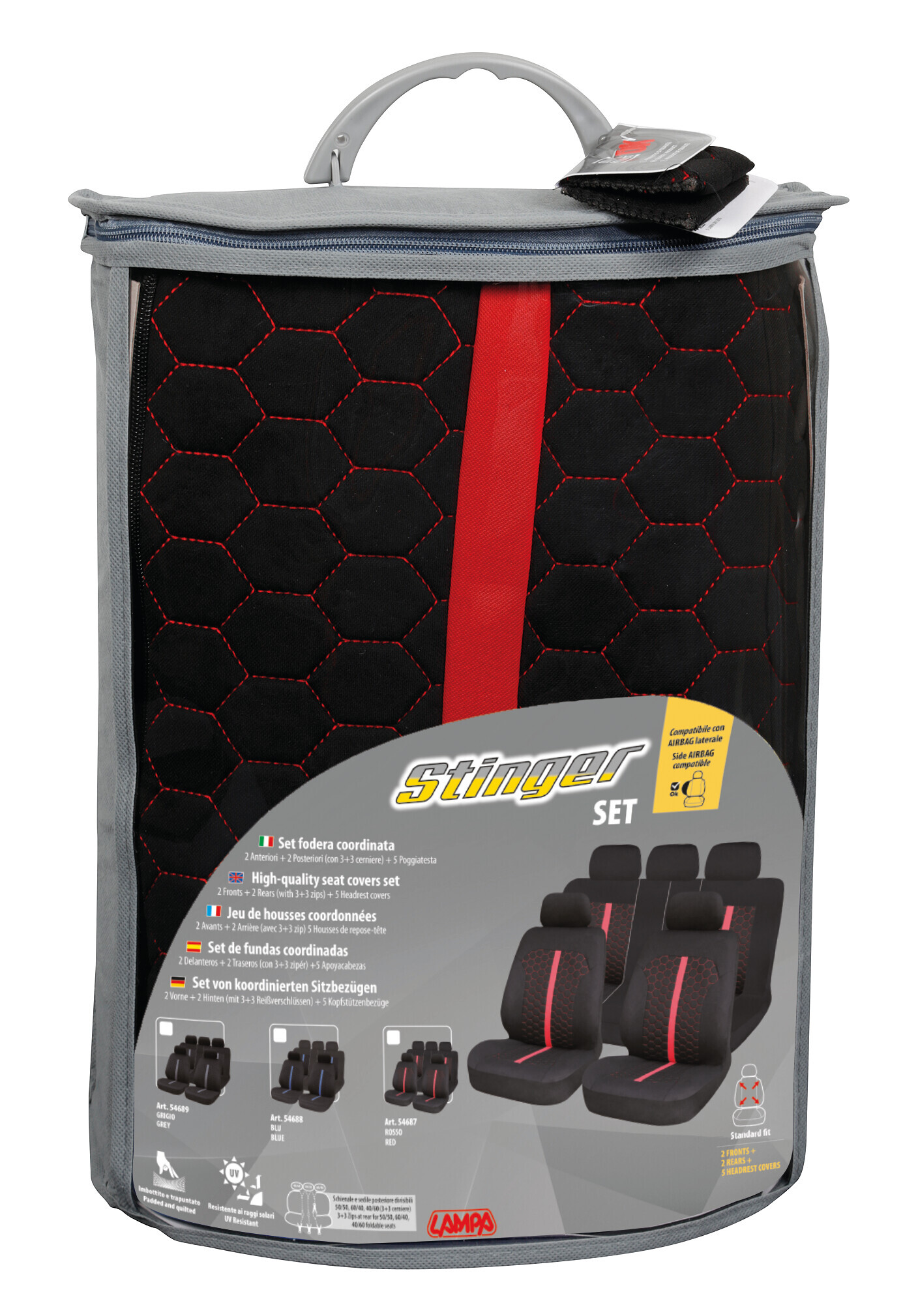 Stinger, set fodere coordinate - Nero/Rosso - immagine 3