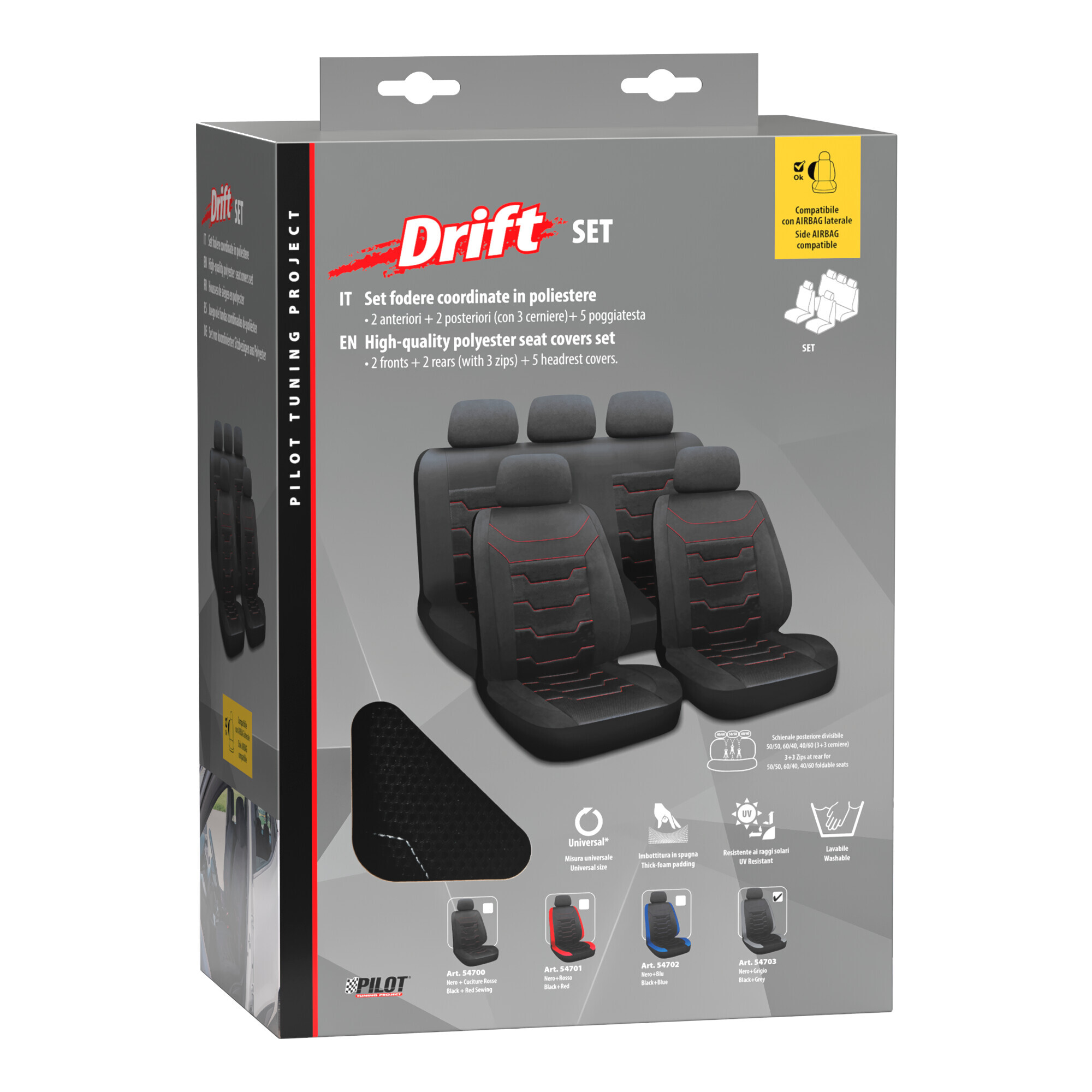 Drift, set fodere coordinate - Nero/Grigio - immagine 2