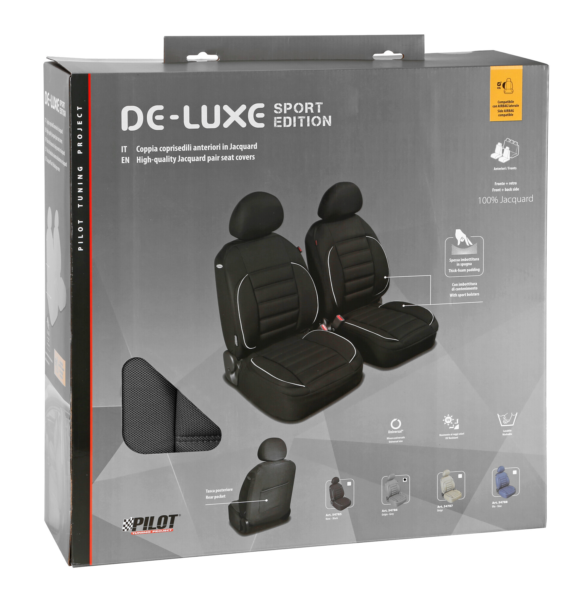 De-Luxe Sport Edition, coppia coprisedili anteriori - Grigio - immagine 3