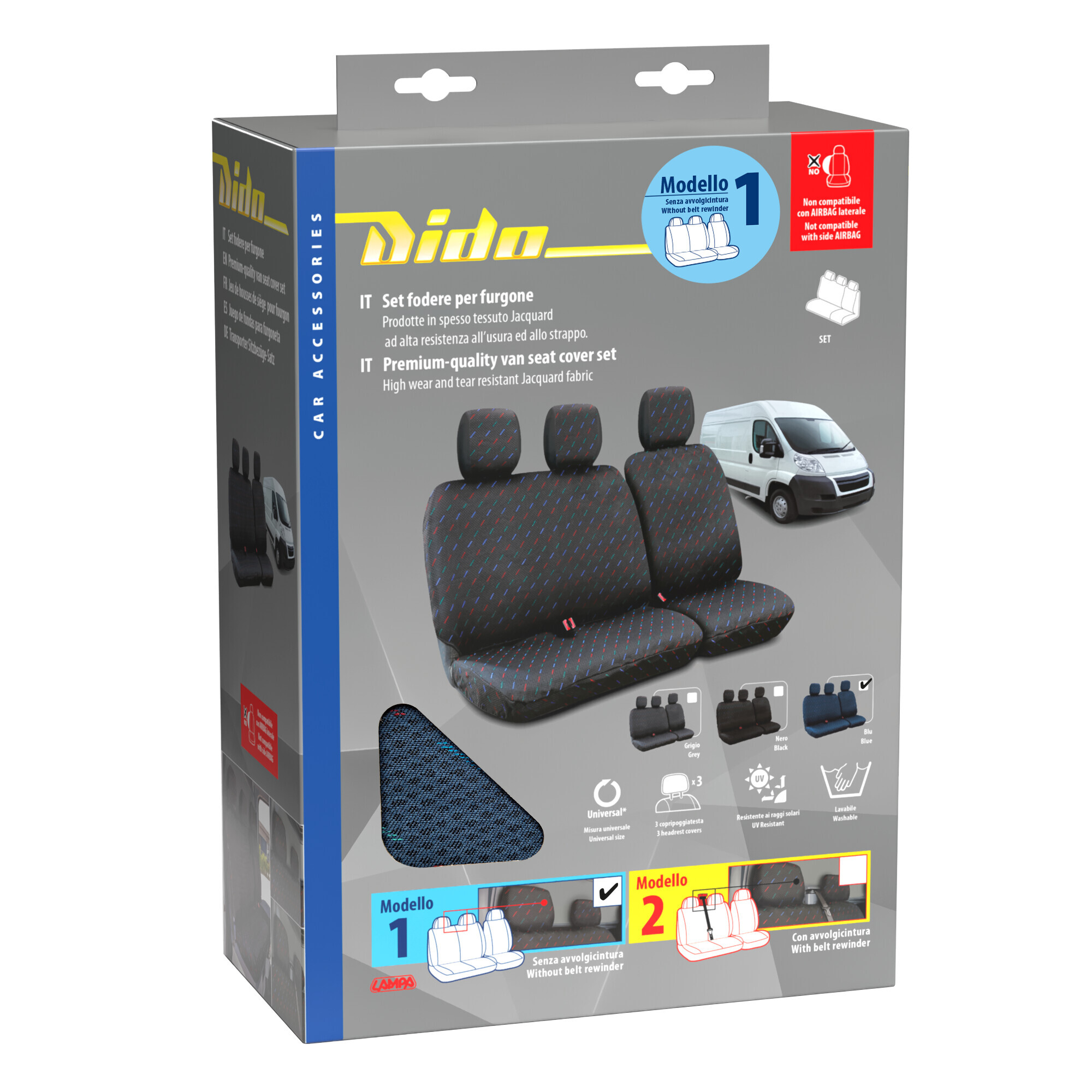 Dido-1, set fodere per furgone senza avvolgicintura - Blu - immagine 3