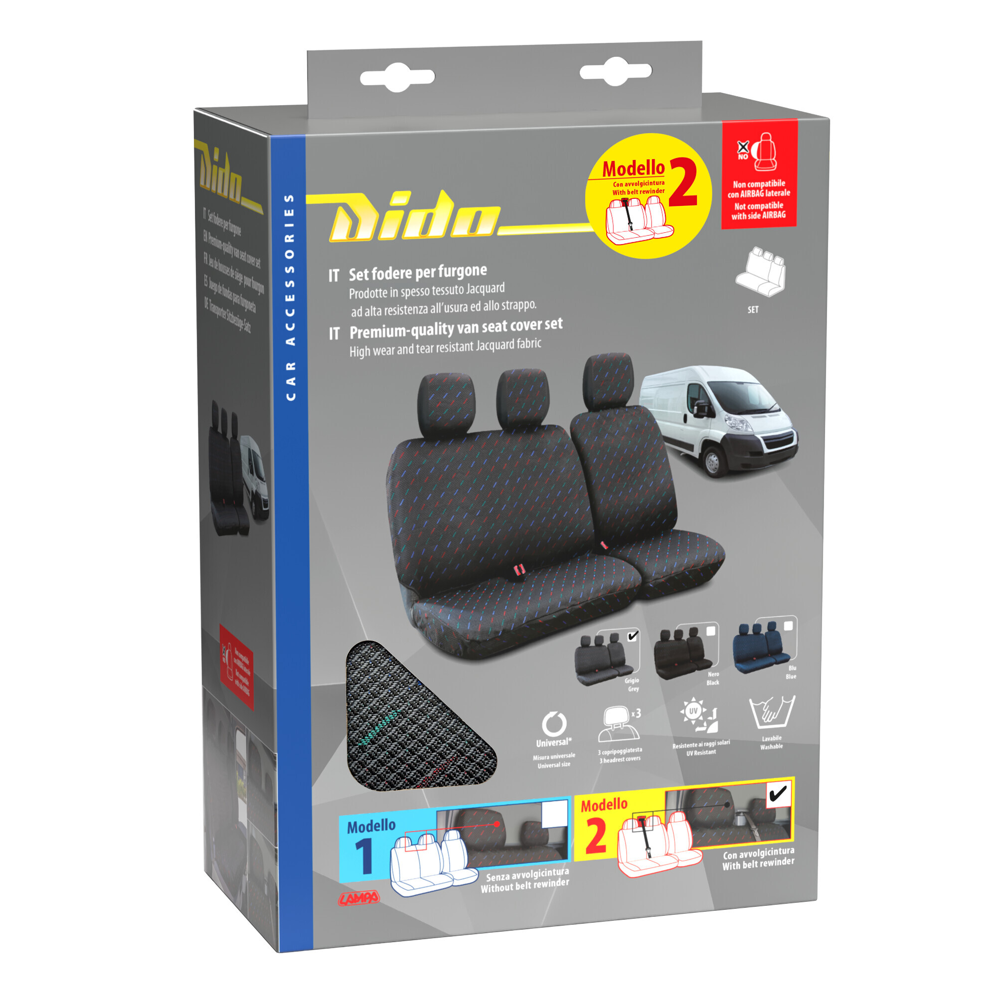 Dido-2, set fodere per furgone con avvolgicintura - Grigio - immagine 3