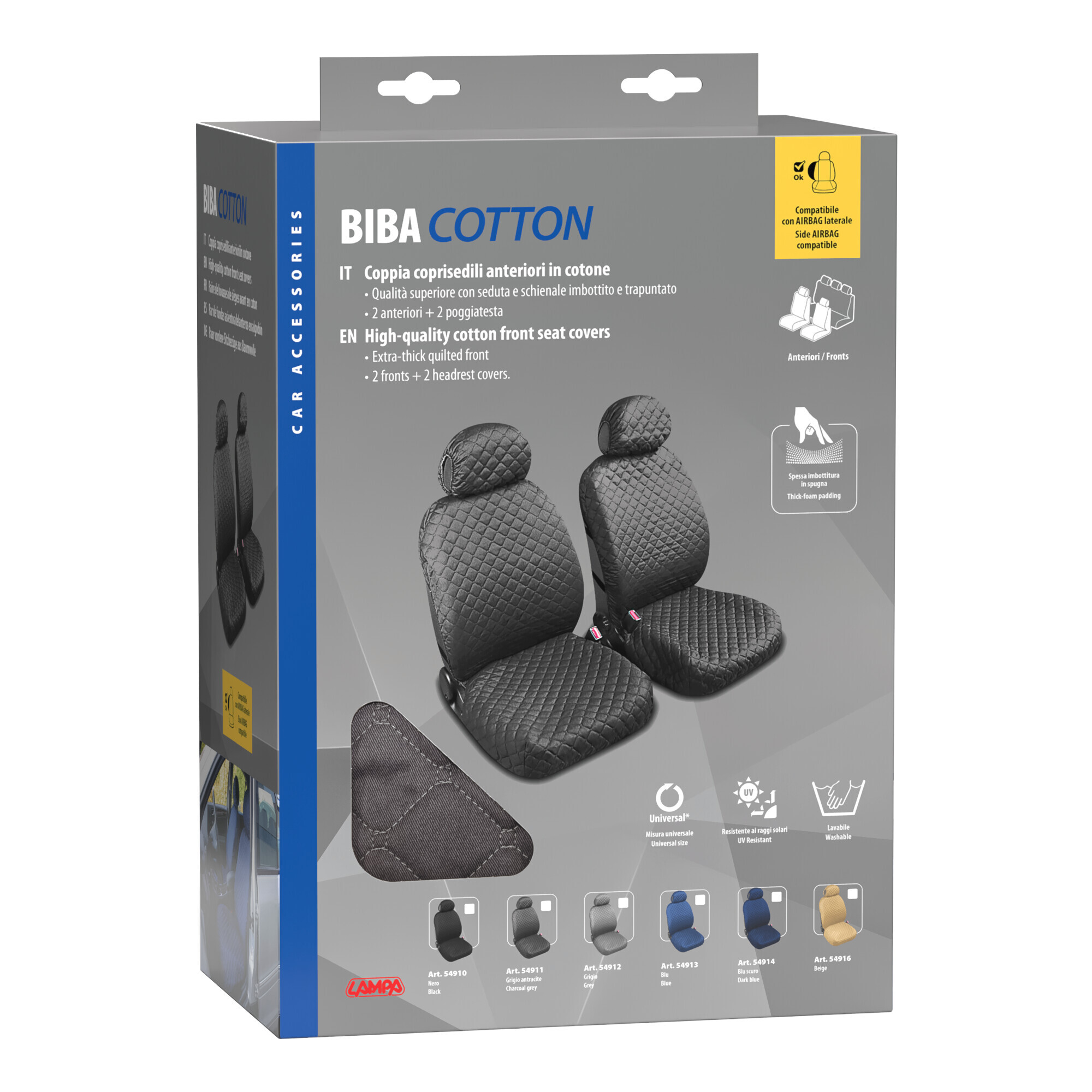 Biba, coppia coprisedili anteriori in cotone, universali - Antracite - immagine 2