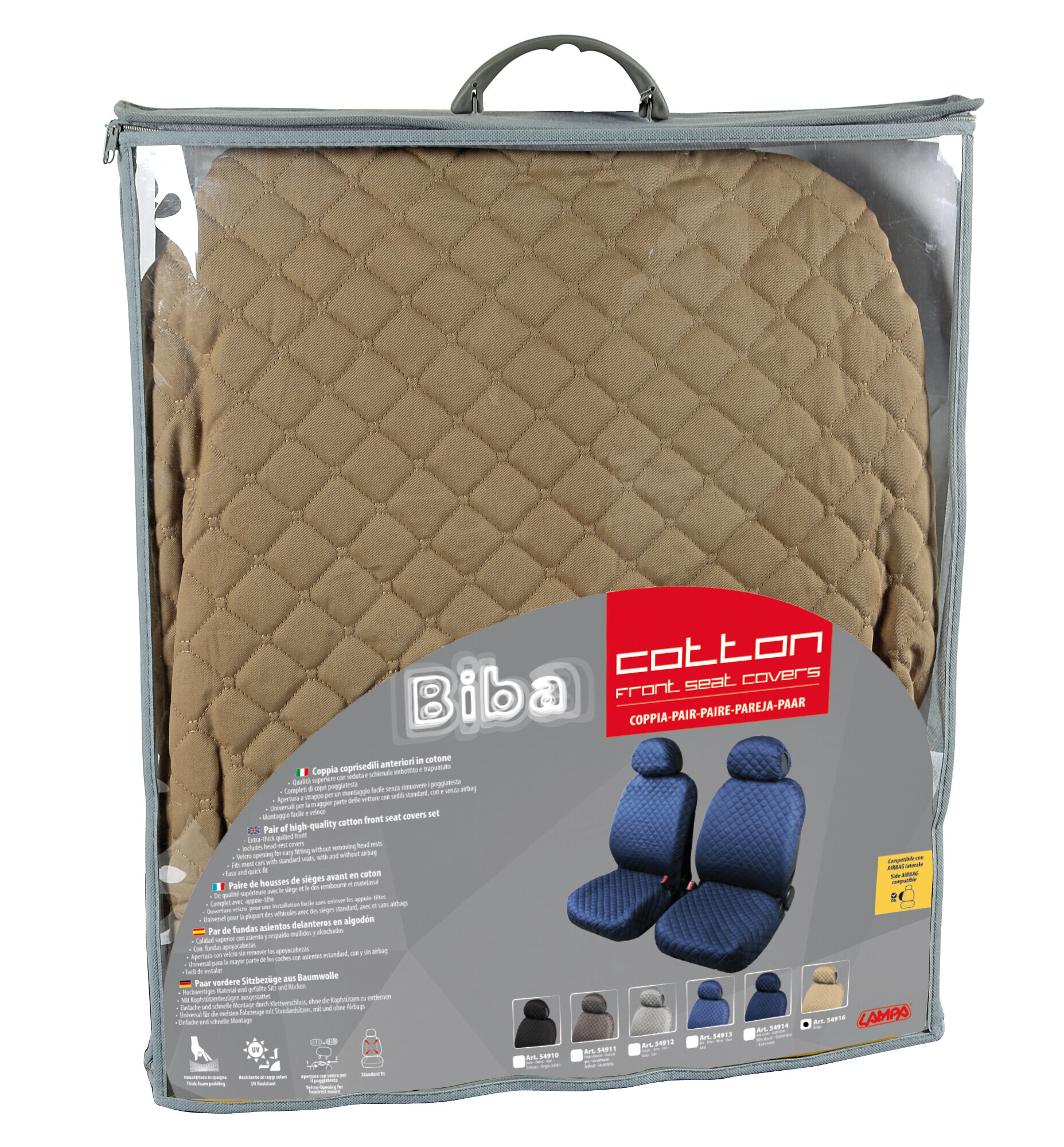 Biba, coppia coprisedili anteriori in cotone, universali - Beige - immagine 2