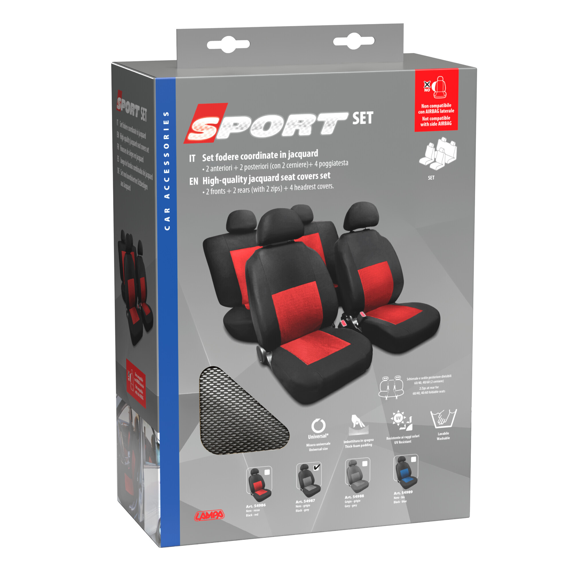 Sport, set fodere coordinate in jacquard - Grigio/Nero - immagine 3