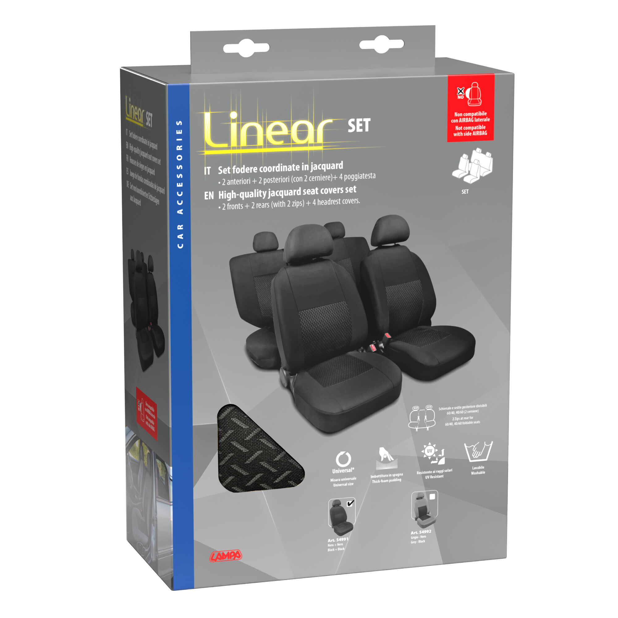 Linear, set fodere coordinate in jacquard - Nero - immagine 3