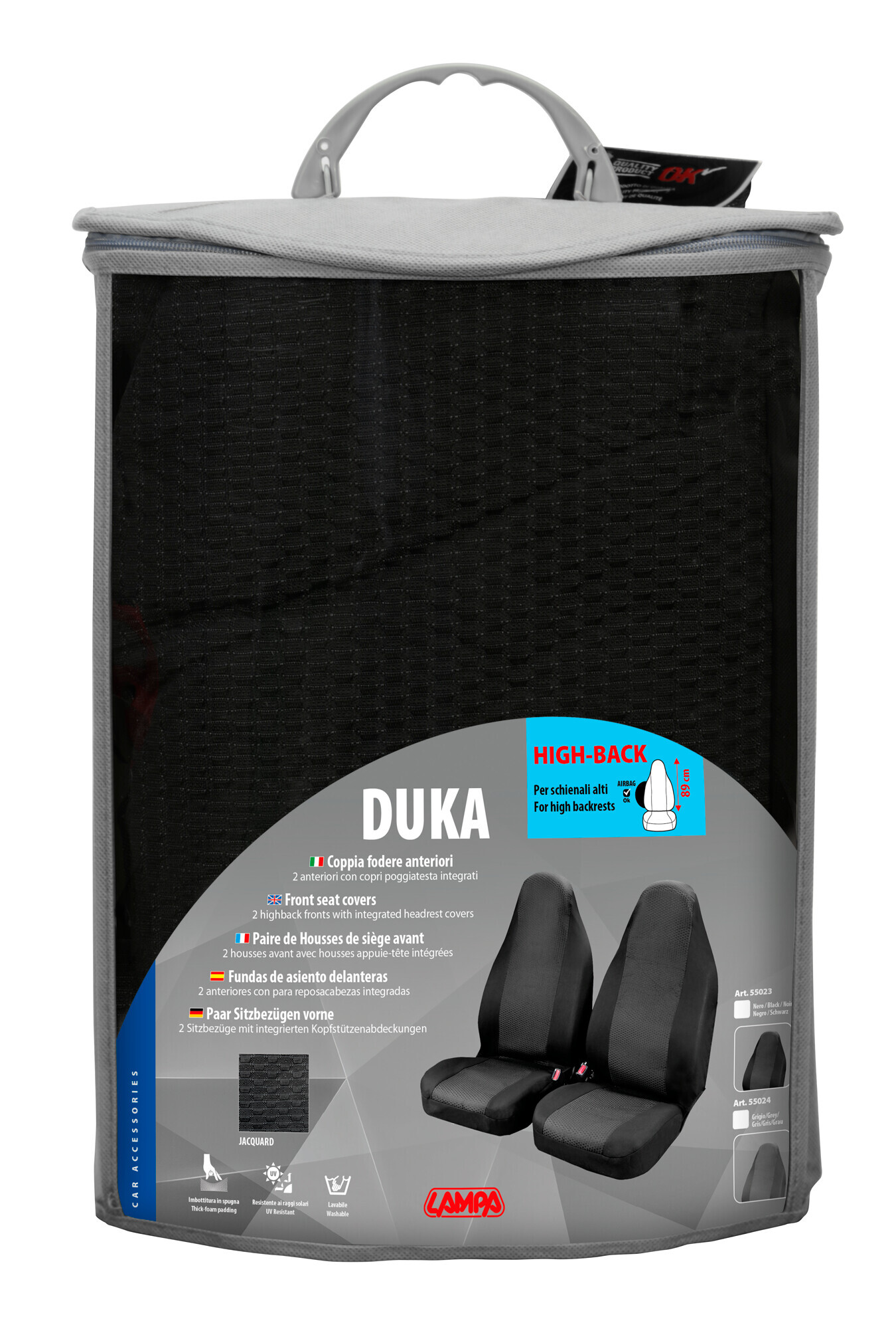 Duka High-Back, coppia coprisedili anteriori in tessuto jacquard e poliestere elasticizzati - Nero - immagine 3