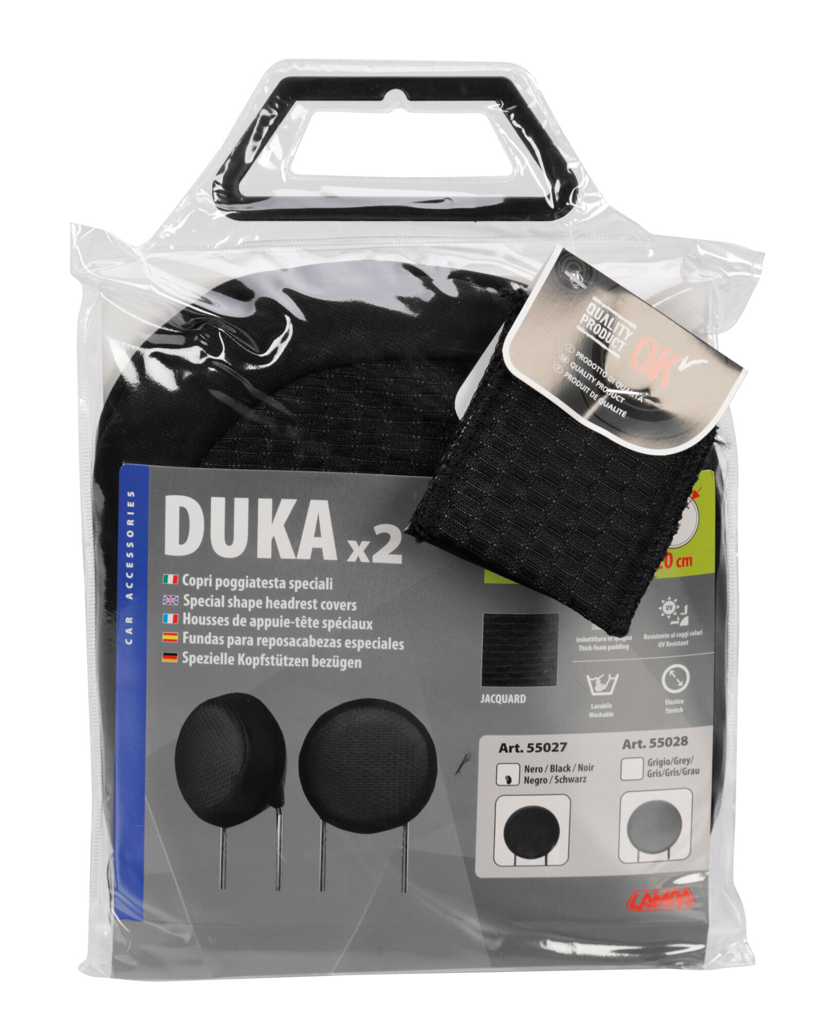 Duka Round-Fit x2, copri poggiatesta speciali - Nero - immagine 2