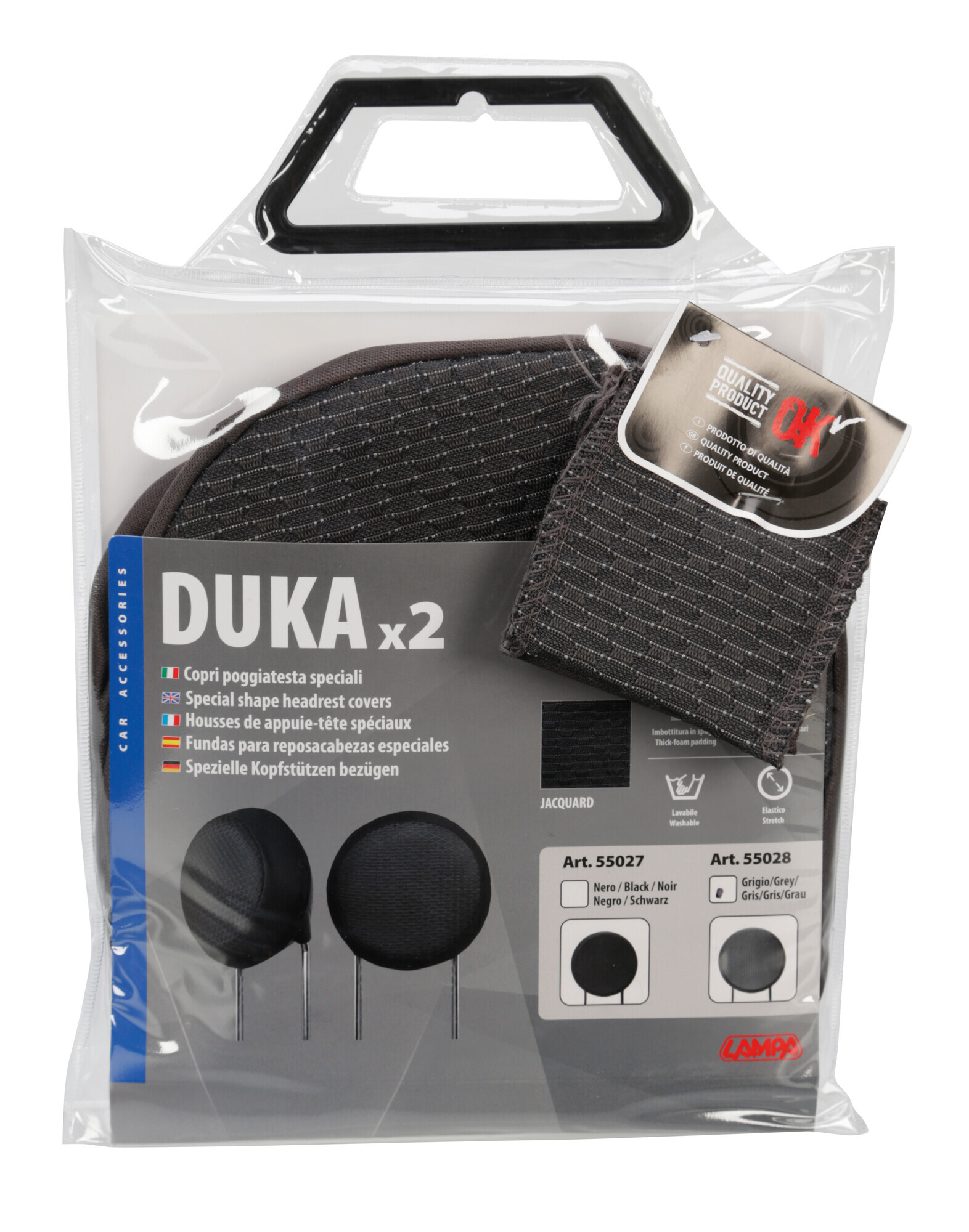 Duka Round-Fit x2, copri poggiatesta speciali - Grigio - immagine 2
