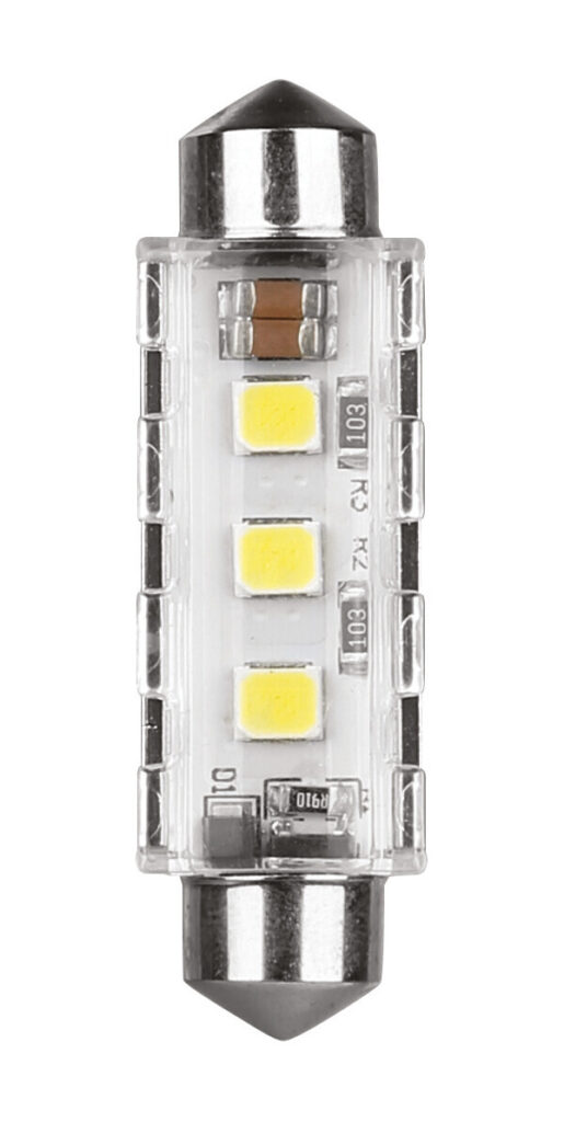 12/24V Pro-User Series - 12,5x41 mm - SV8,5-8 - 1 pz  - Scatola - Bianco - Doppia polarit&agrave; - Resistenza incorporata