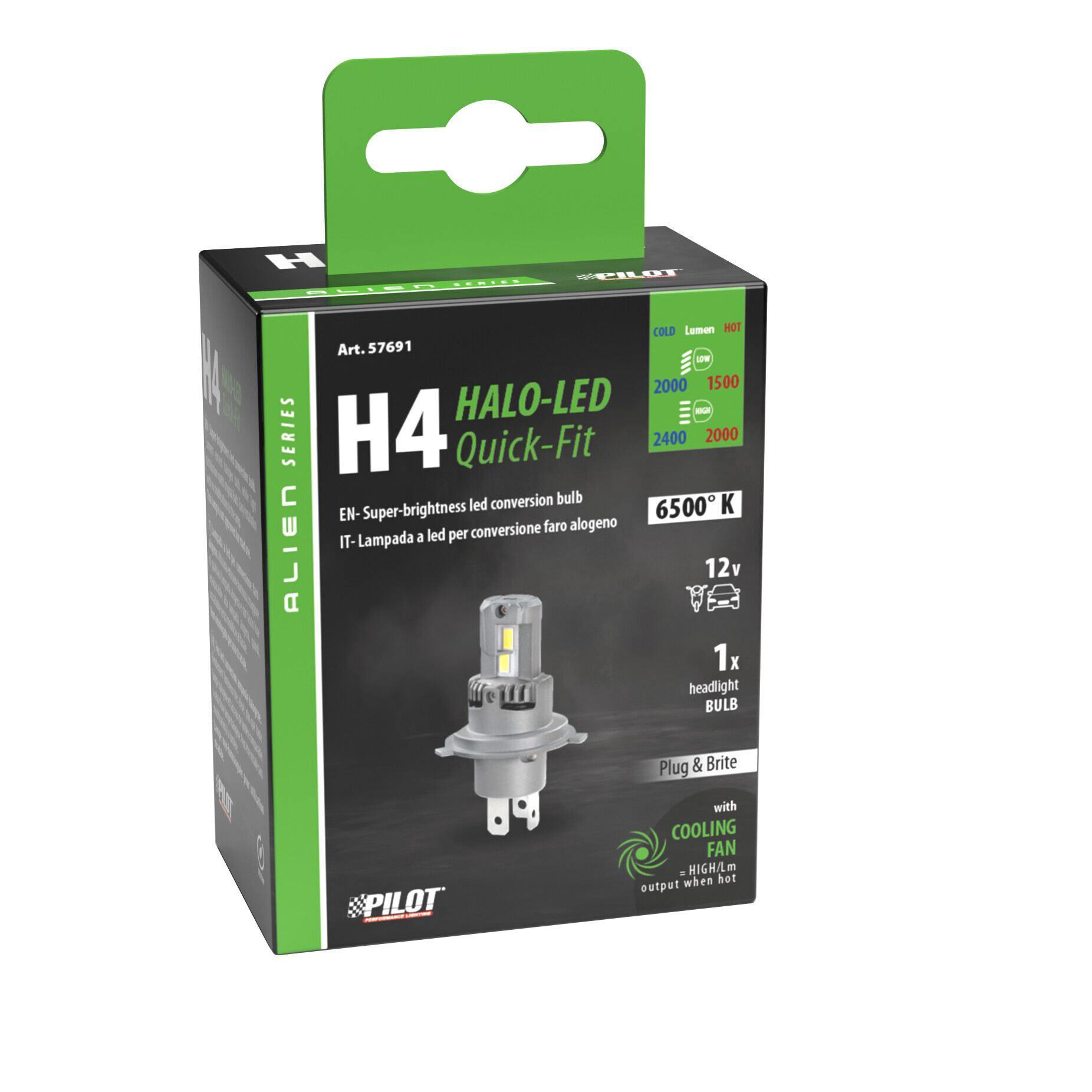 12V Halo Led Alien Series Quick-Fit - (H4) - 25W - P43t - 1 pz - Scatola - immagine 3