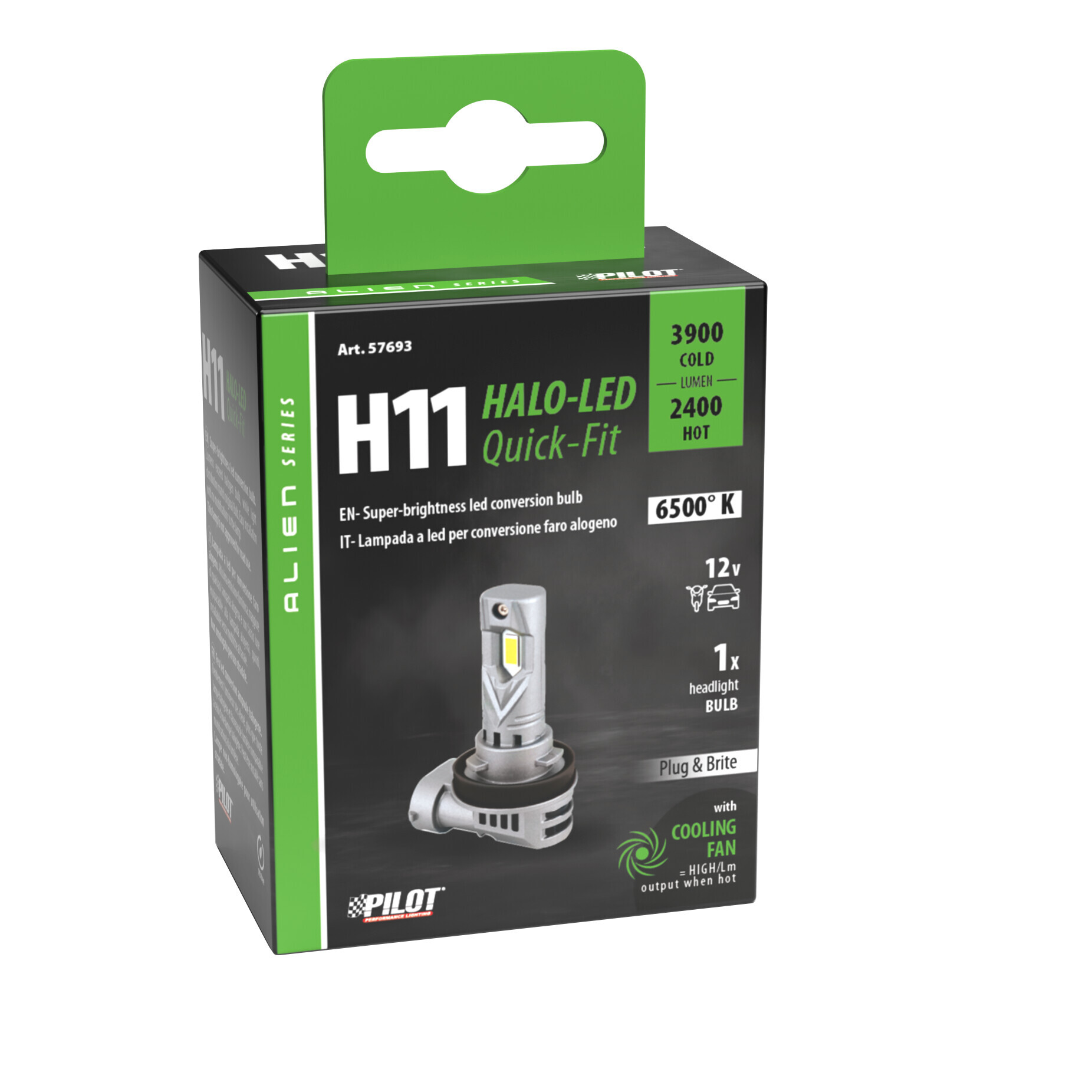 12V Halo Led Alien Series Quick-Fit - (H11) - 35W - PGJ19-2 - 1 pz - Scatola - immagine 3