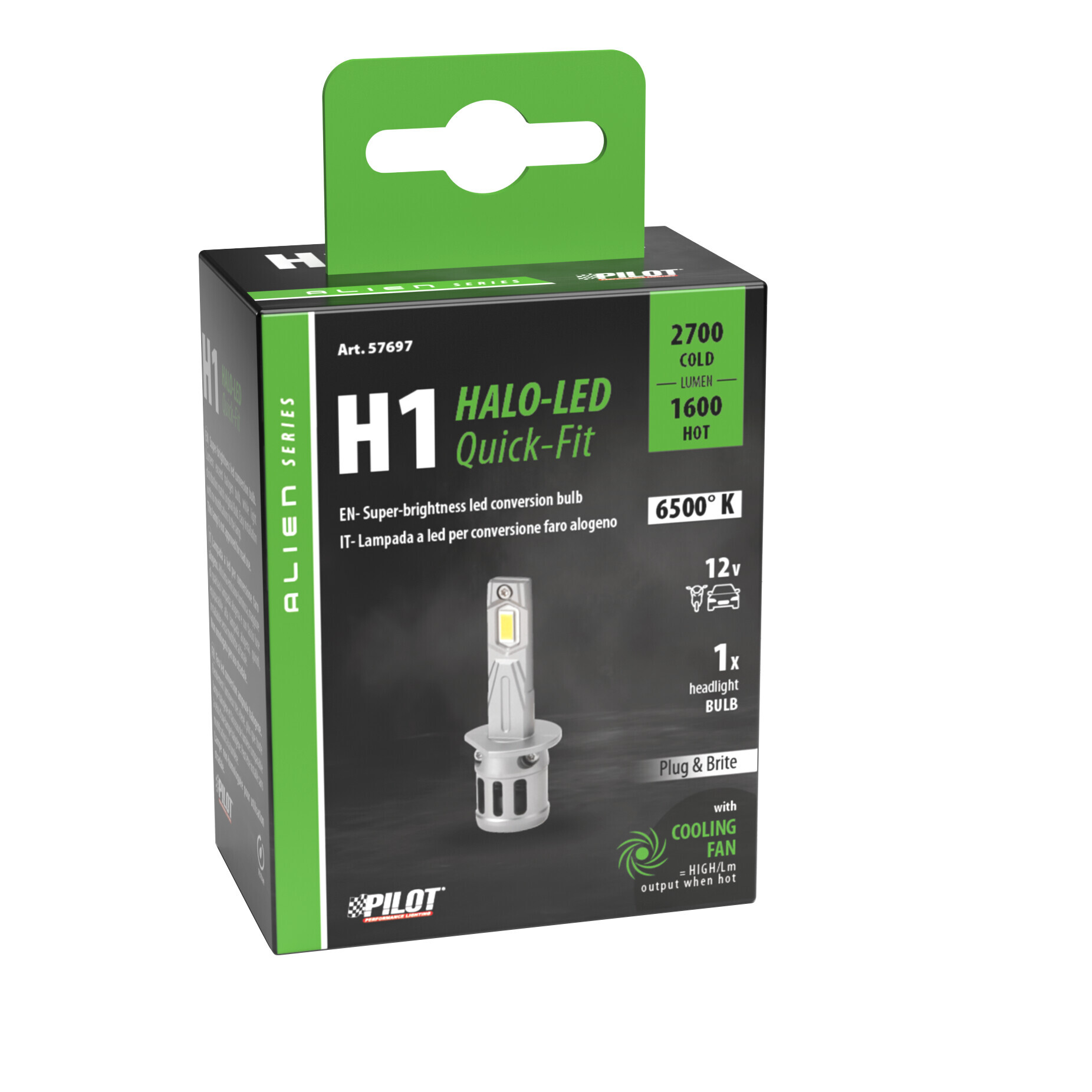 12V Halo Led Alien Series Quick-Fit - (H1) - 25W - P14,5s - 1 pz - Scatola - immagine 3