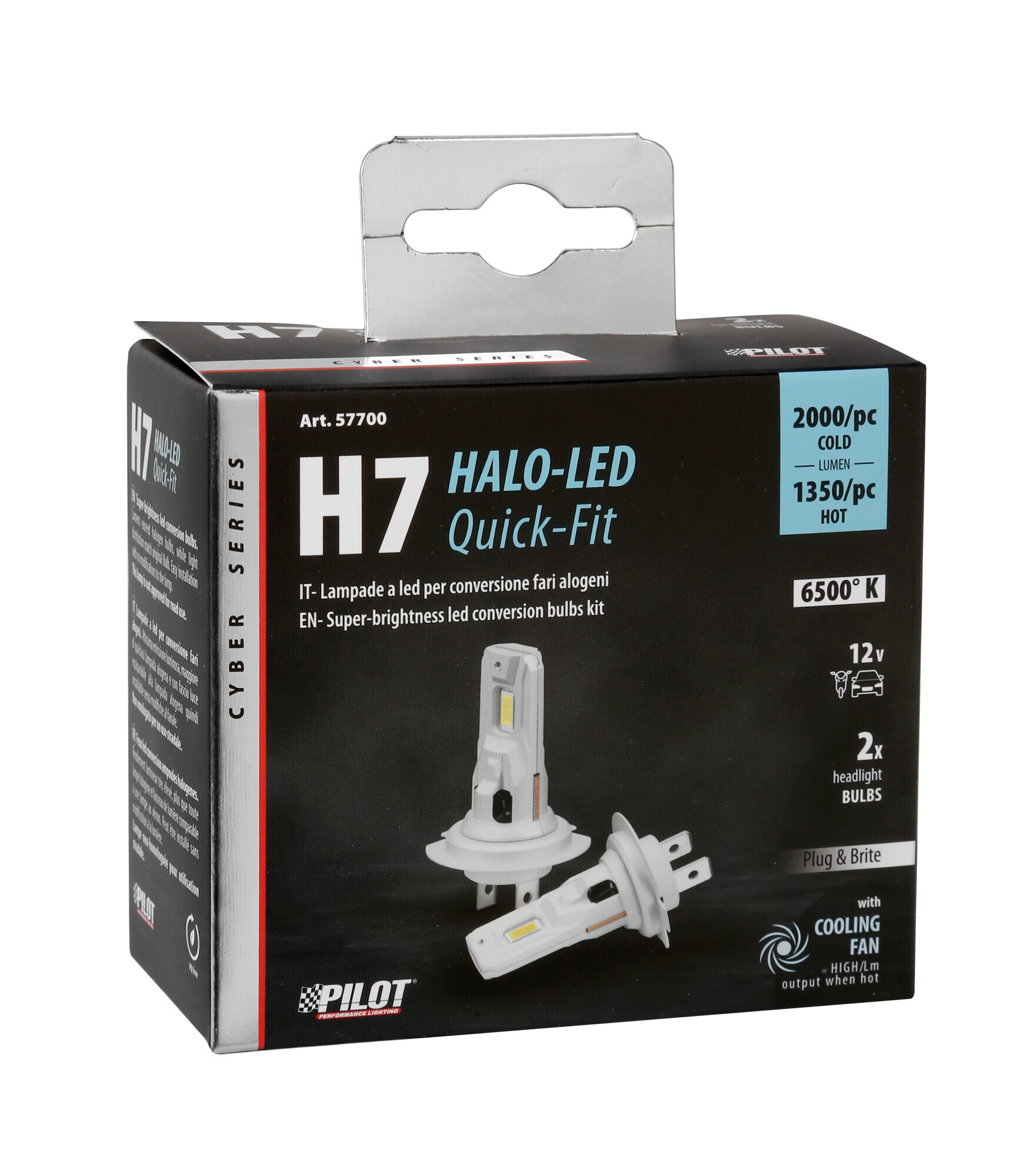 12V Halo Led Cyber Series Quick-Fit - (H7) - 22W - PX26d - 2 pz - Scatola - immagine 2