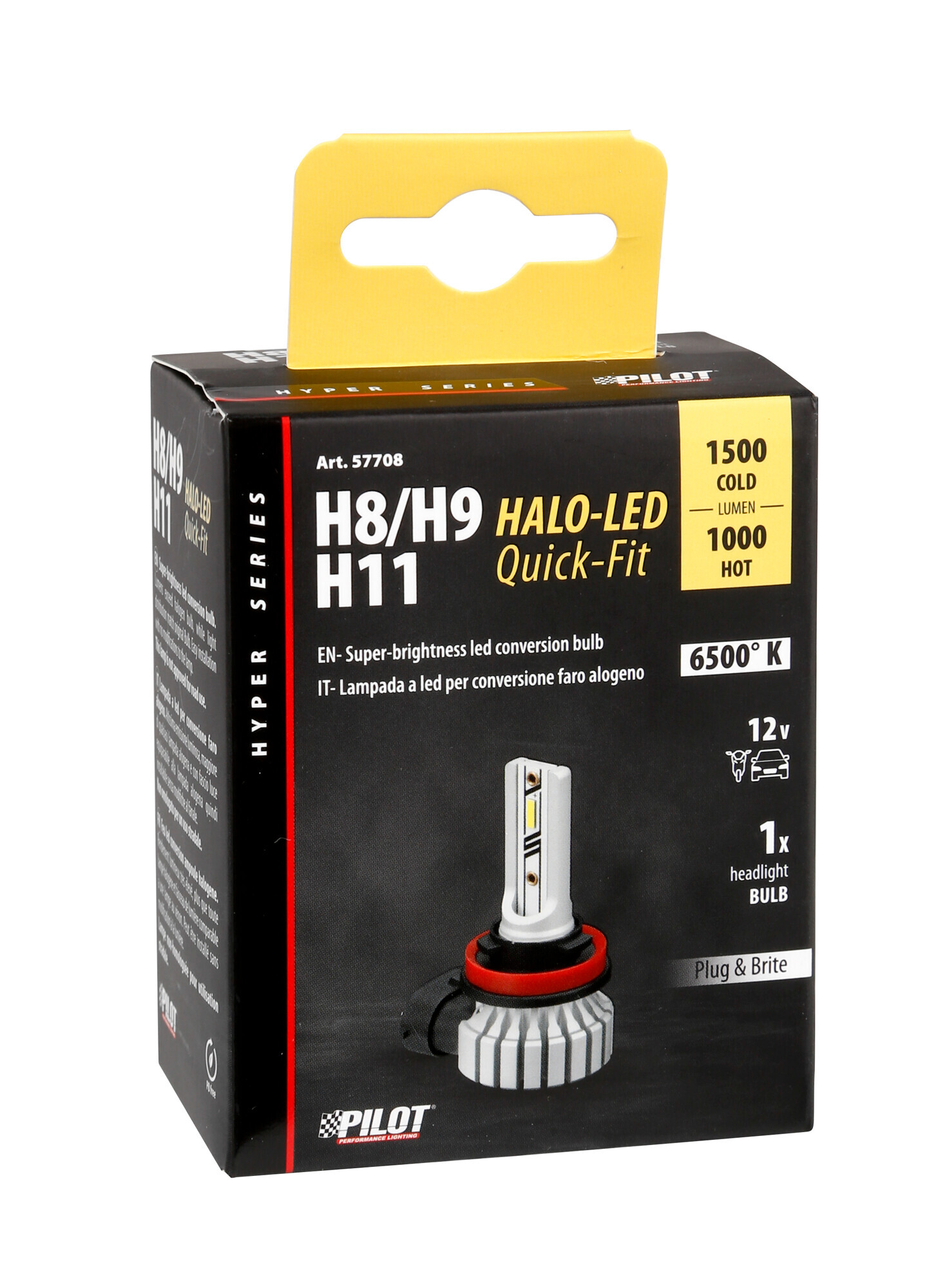 12V Halo Led Hyper Series Quick-Fit - (H8-H9-H11) - 15W - PGJ19-1/2/5 - 1 pz - Scatola - immagine 4