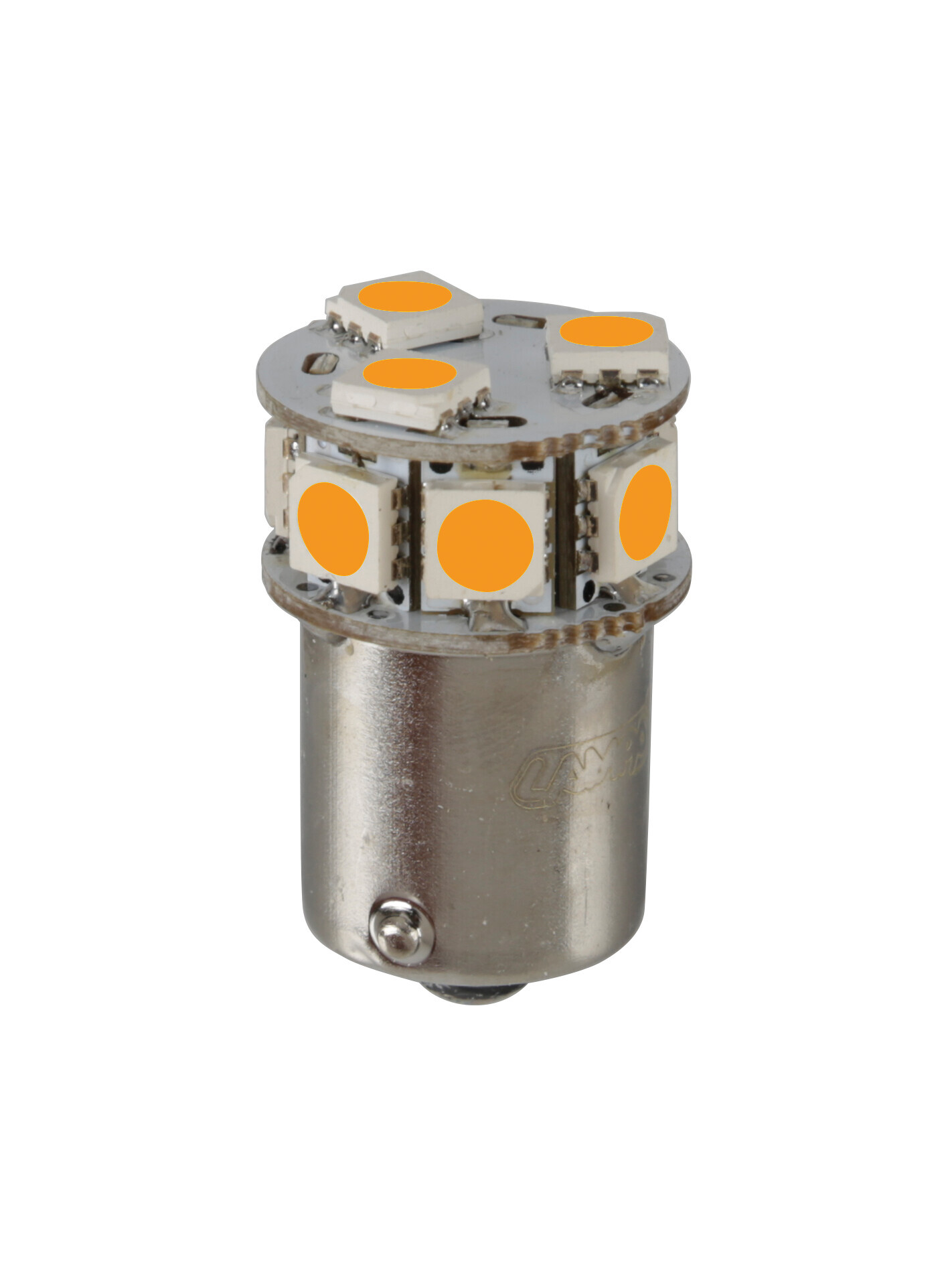 24/32V Led series - 10 SMD x 1 chip - (P21W) - BA15s - 20 pz - Busta - Arancio - Doppia polarità - Resistenza incorporata