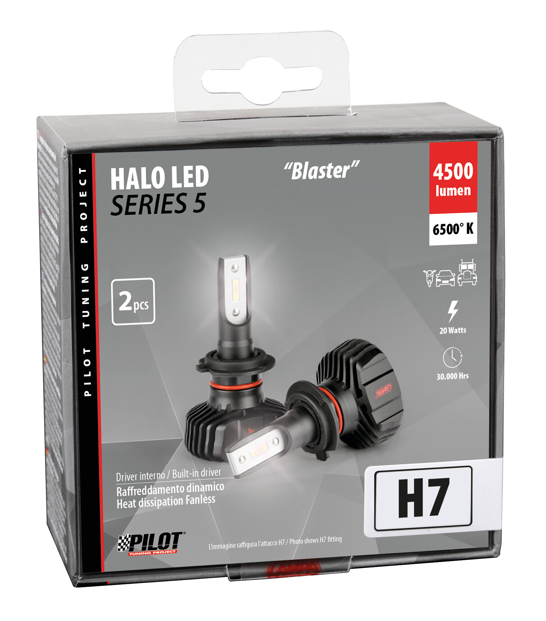 9/32V Halo Led Serie 5 Blaster - (H7) - 20W - PX26d - 2 pz - Scatola - immagine 2