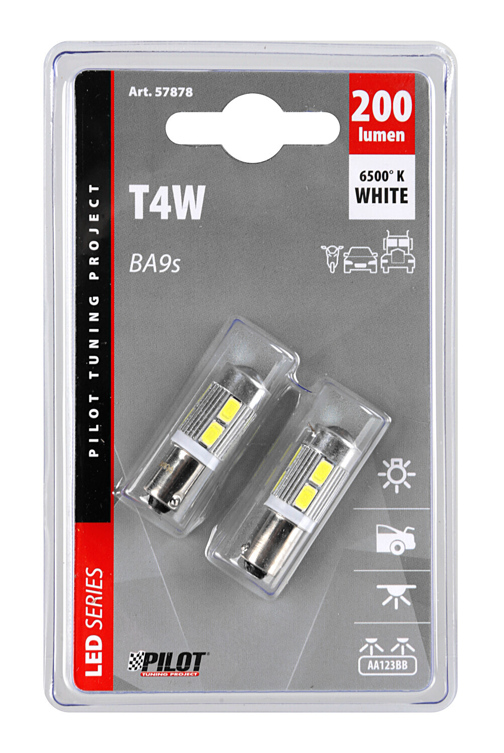 9/32V Led Series - 10 SMD - (T4W) - BA9s - 2 pz - D/Blister - Bianco - Doppia polarità - immagine 2