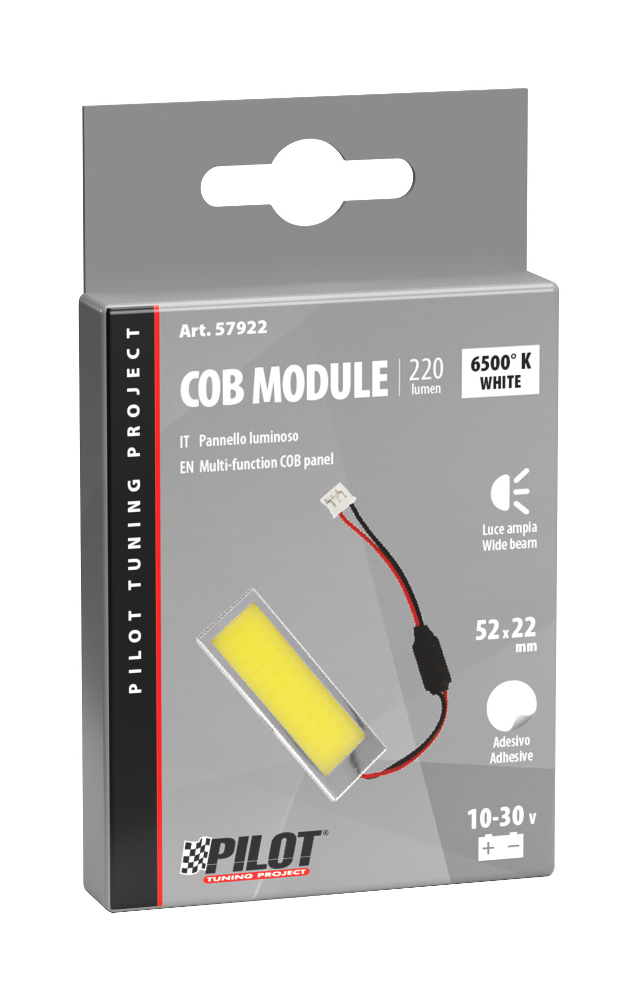 10/30V Mega-Led - Pannello COB 36 chips - 60x20 mm - 2,4W - 1 pz - Scatola - Bianco - immagine 3