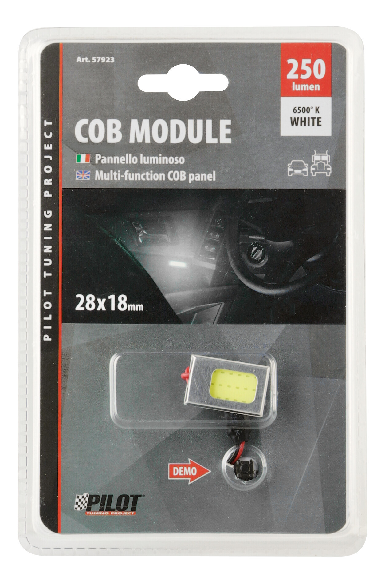 10/30V Mega-Led - Pannello COB 18 chips - 28x18 mm - 2,8W - 1 pz - D/Blister - Bianco - immagine 3