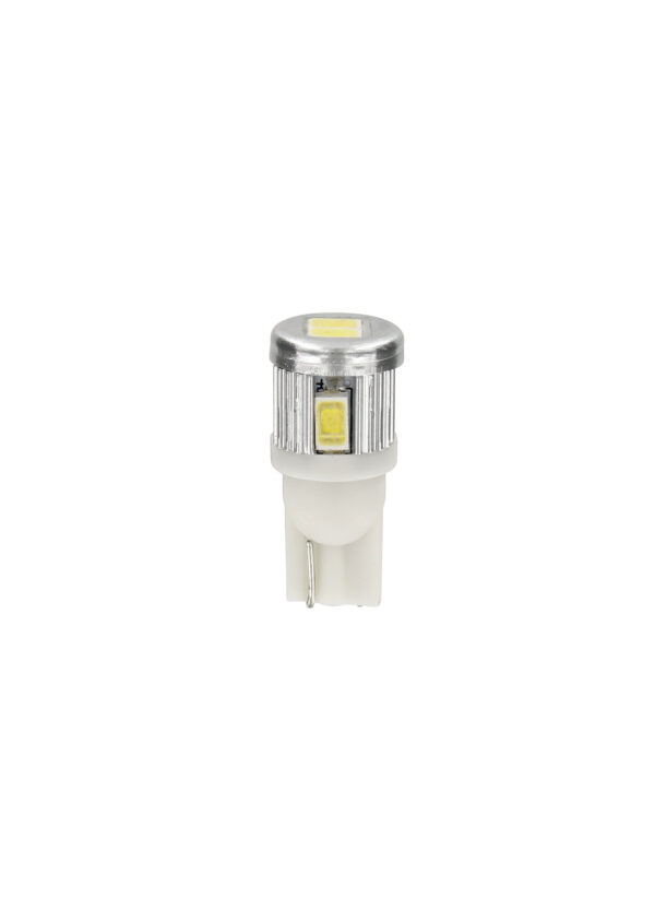 12V Mega-Led 6 - 6 SMD x 1 chip - (T10) - W2,1x9,5d - 2 pz  - Scatola - Bianco - Doppia polarit&agrave; - Resistenza incorporata