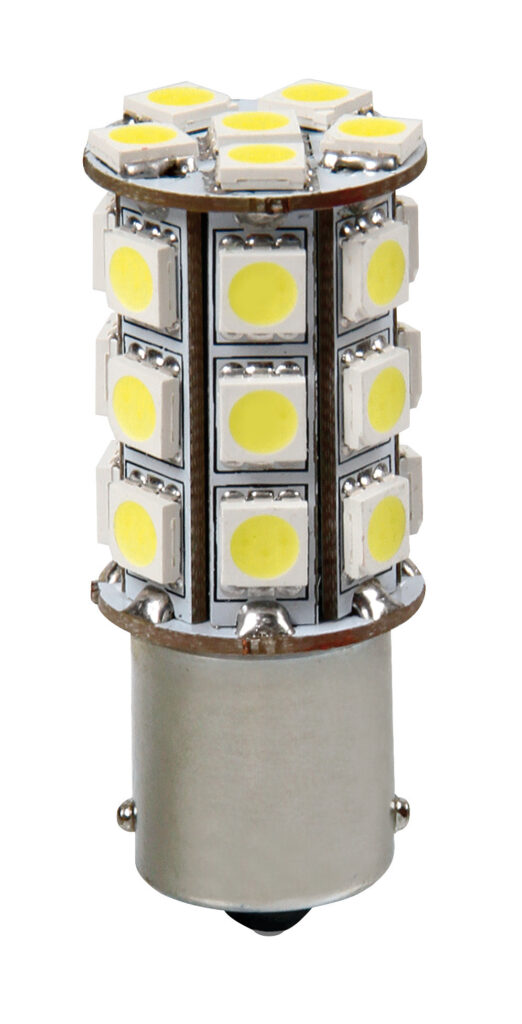 12V Led Series - 27 SMD x 3 chips - (P21W) - BA15s - 1 pz  - Scatola - Bianco
