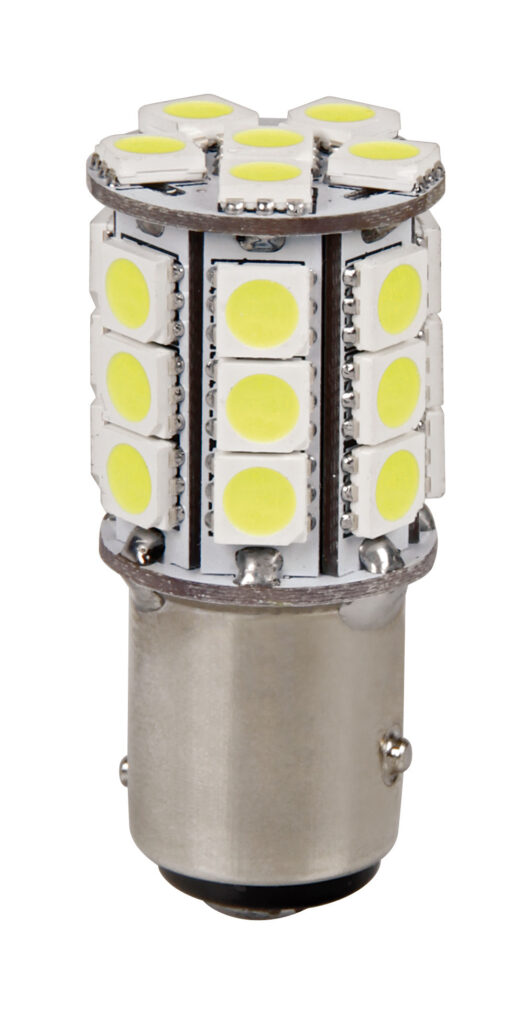 12V Hyper-Led 81 - 27 SMD x 3 chips - (P21/5W) - BAY15d - 1 pz  - Scatola - Bianco