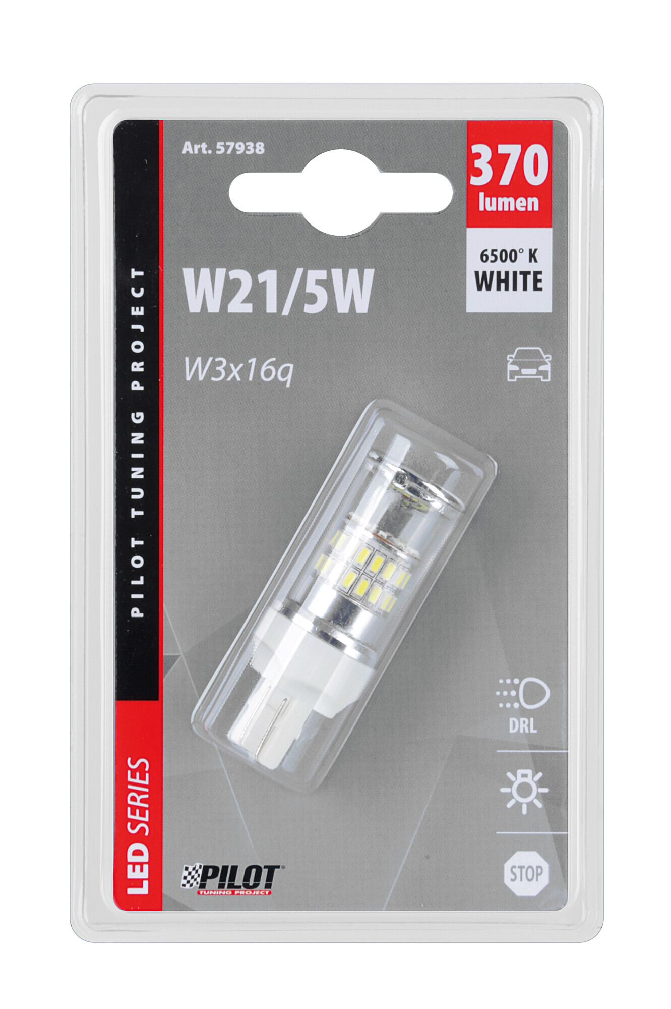 12V Mega-Led 48 - 48 SMD x 1 chip - (W21/5W) - W3x16q - 1 pz - D/Blister - Bianco - Doppia polarità - immagine 2