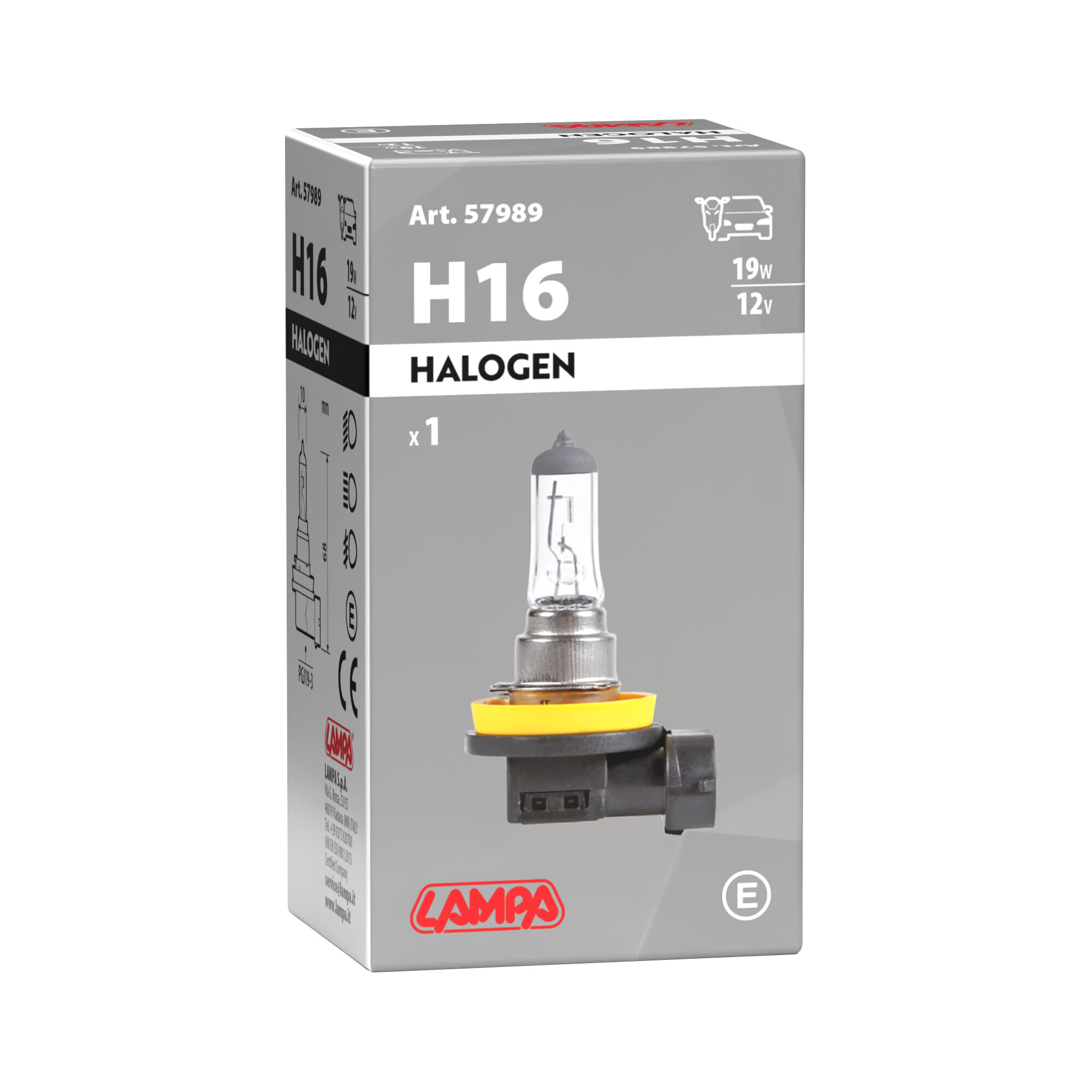 12V Lampada alogena - H16 - 19W - PGJ19-3 - 1 pz - Scatola - Confezione da 10 pezzi - immagine 2