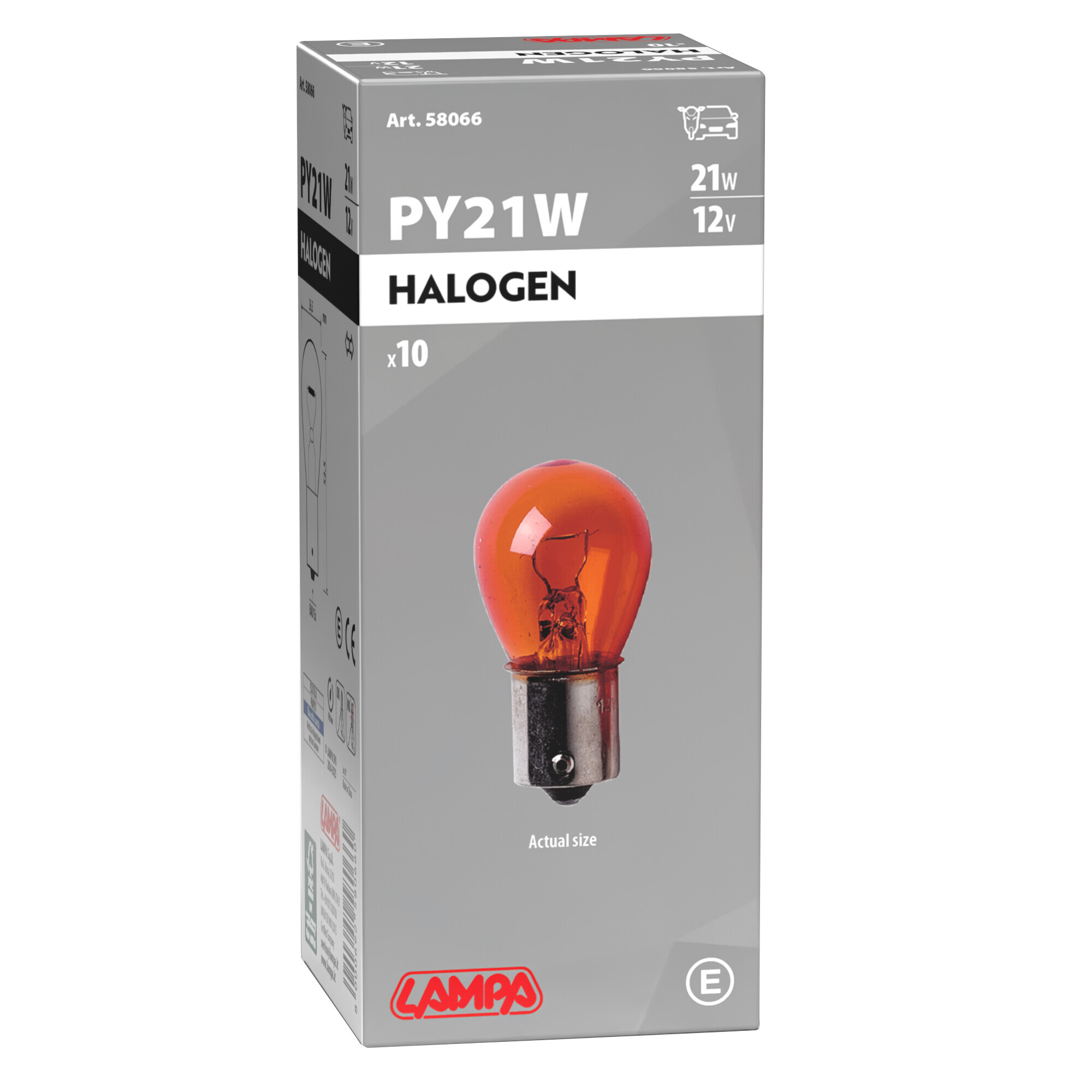 12V Lampada 1 filamento - PY21W - 21W - BAU15s - 10 pz - Scatola - Arancio - immagine 2