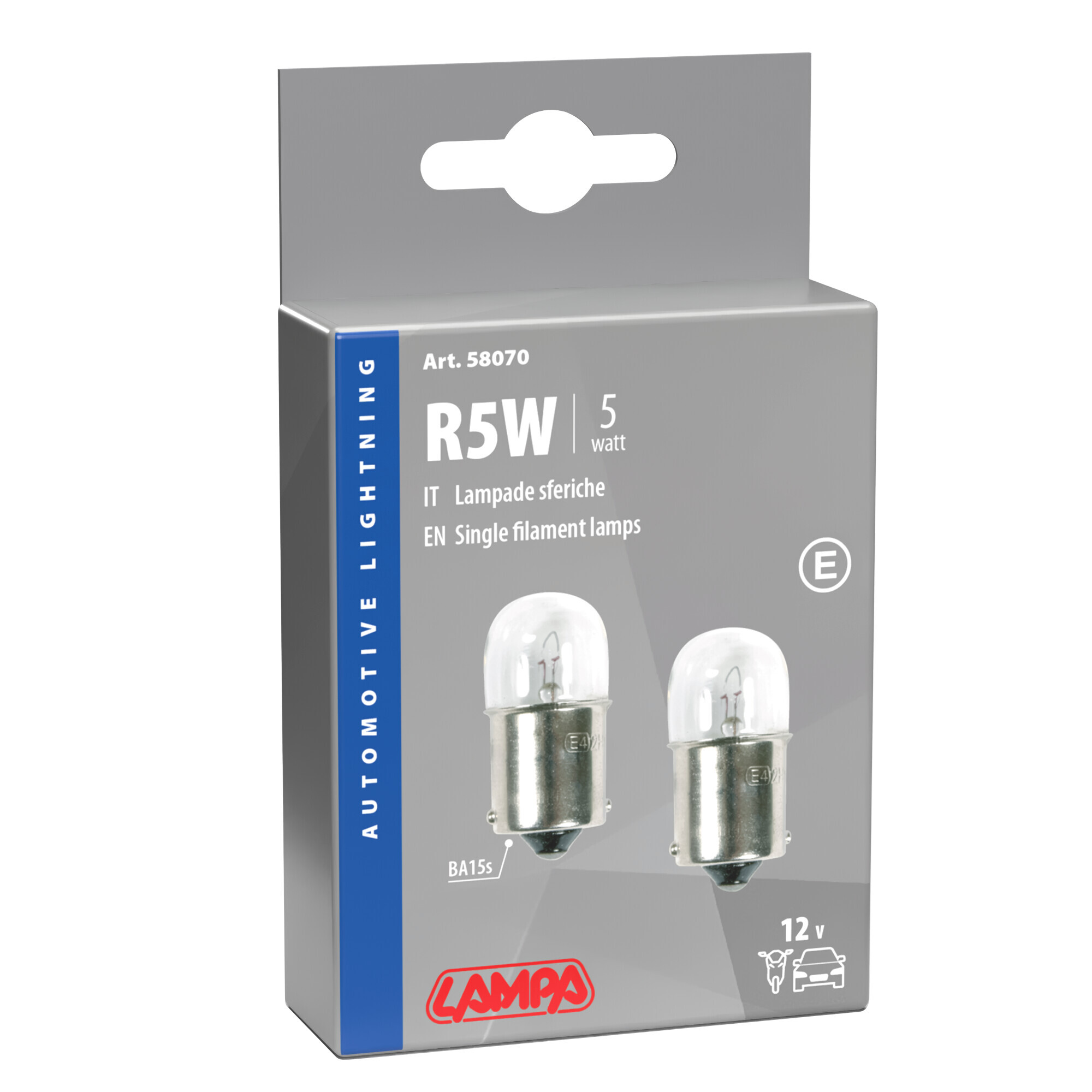 12V Lampada sferica - R5W - 5W - BA15s - 2 pz - Scatola - immagine 2