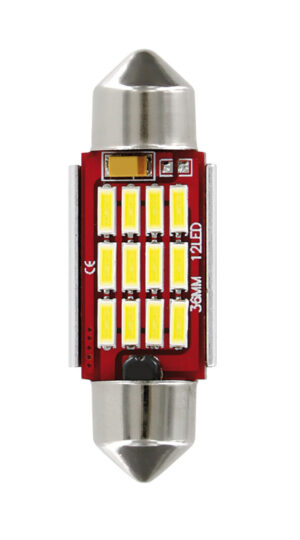 10/30V Led Series - 12 SMD x 1 chip - (C5W) - 12x36 mm - SV8,5-8 - 1 pz - Scatola - Bianco - Doppia polarità - Resistenza incorporata