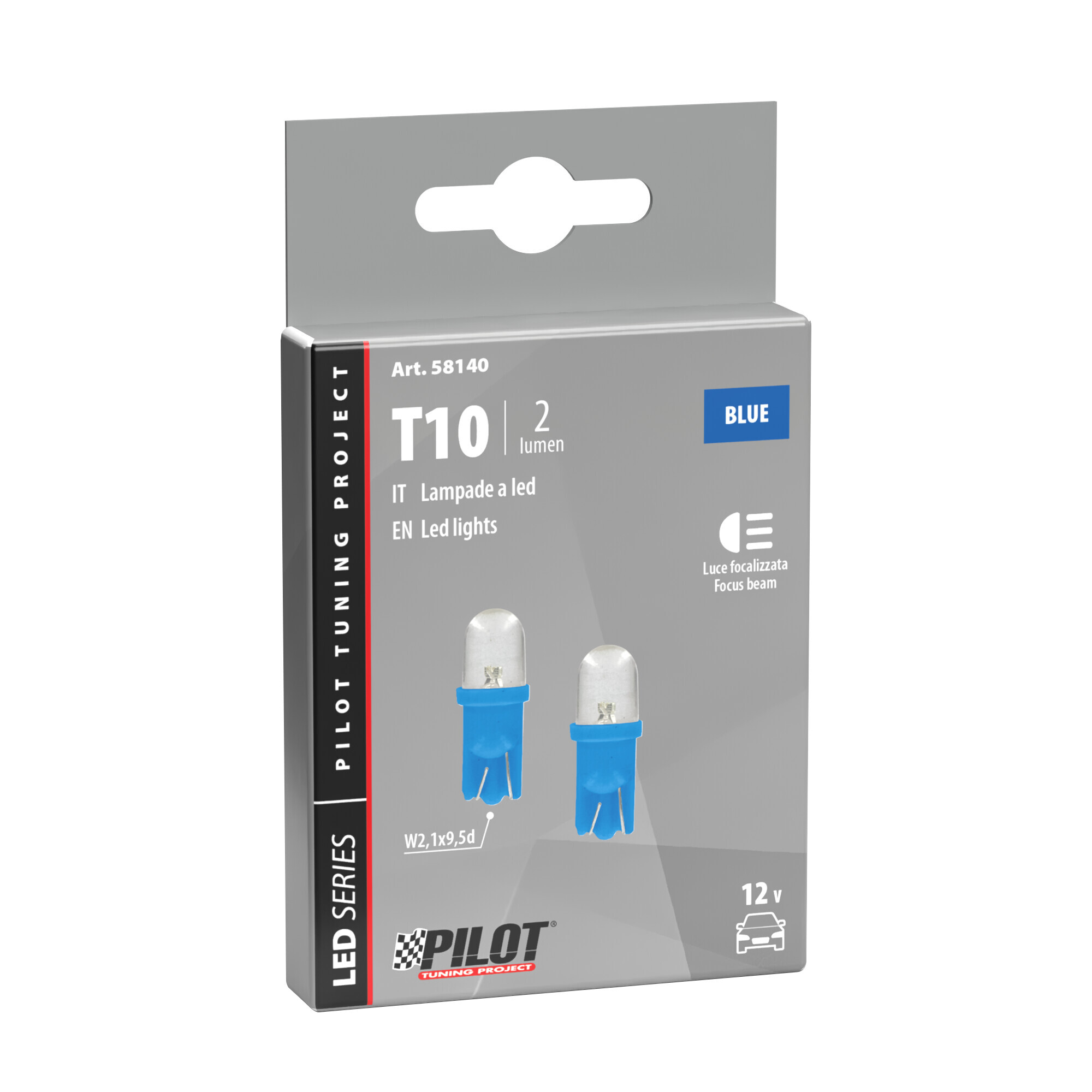 12V Colour-Led, lampada 1 Led - (T10) - W2,1x9,5d - 2 pz - Scatola - Blu - immagine 2