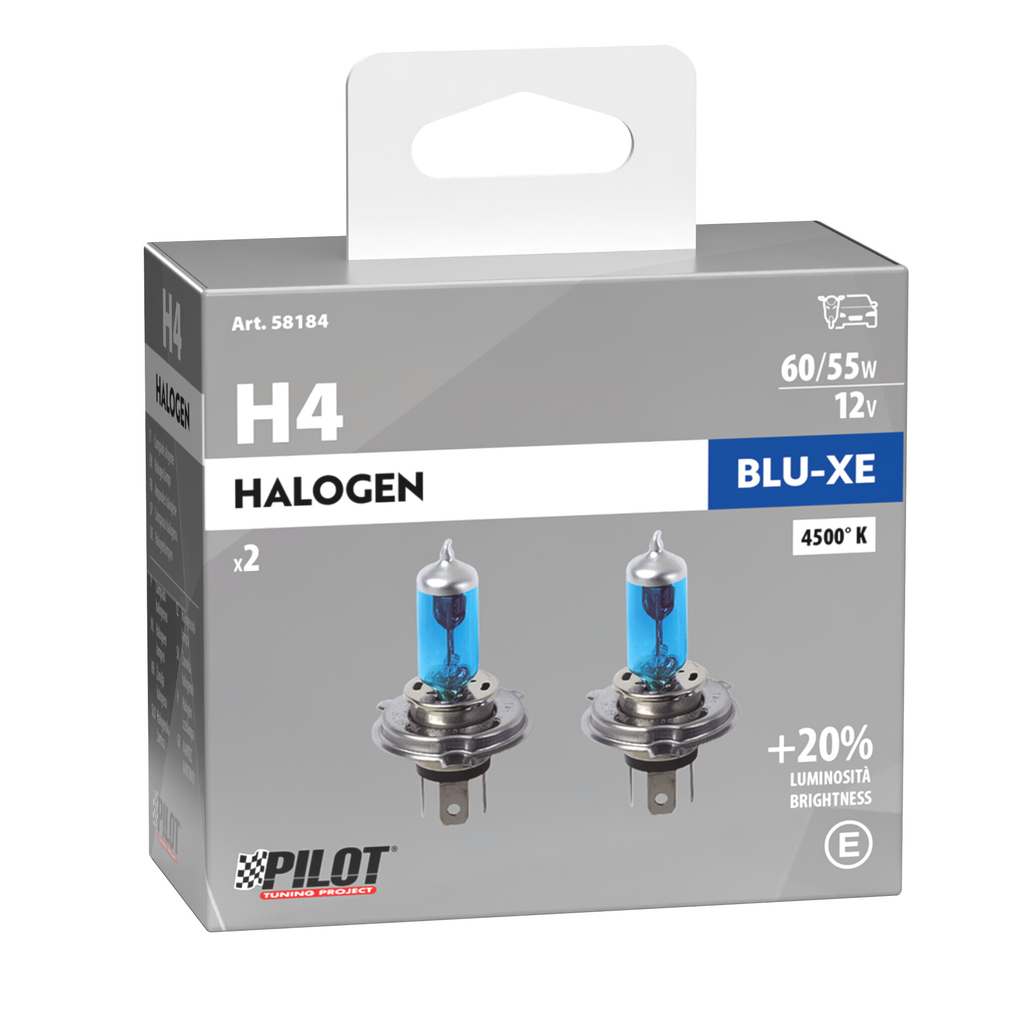 12V Lampada alogena Blu-Xe - H4 - 60/55W - P43t - 2 pz - Scatola - immagine 2