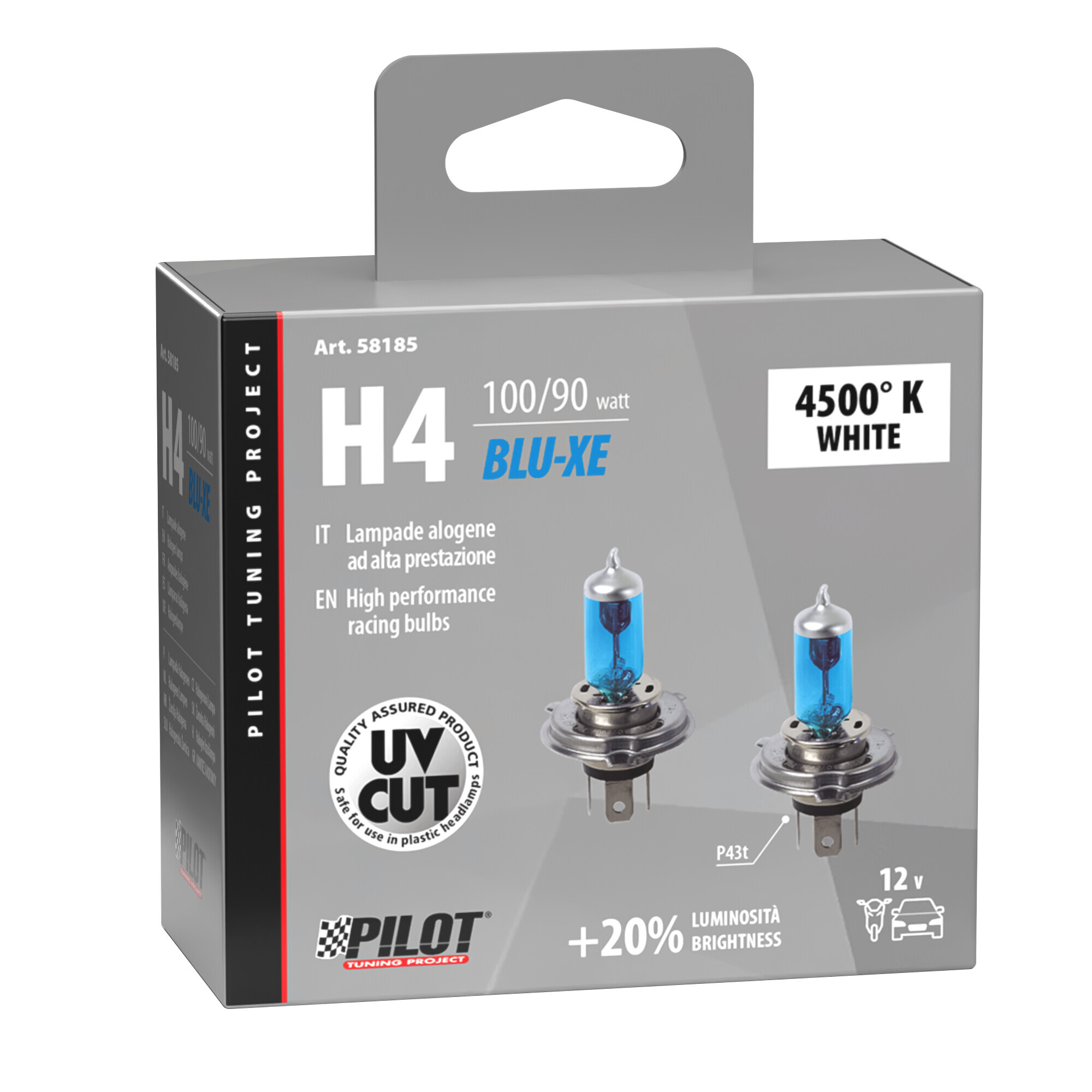 12V Lampada alogena Blu-Xe - H4 - 100/90W - P43t - 2 pz - Scatola - immagine 2