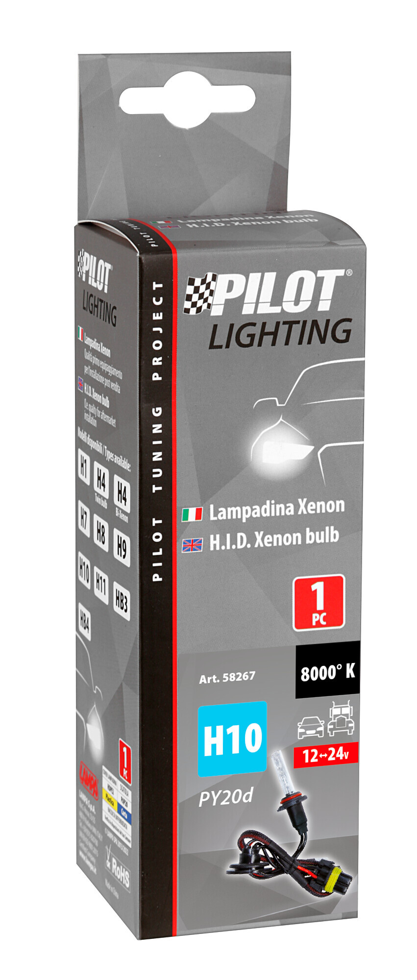 12/24V Lampadina HID Xenon 8.000K - H10 - 1 pz - Scatola - immagine 2
