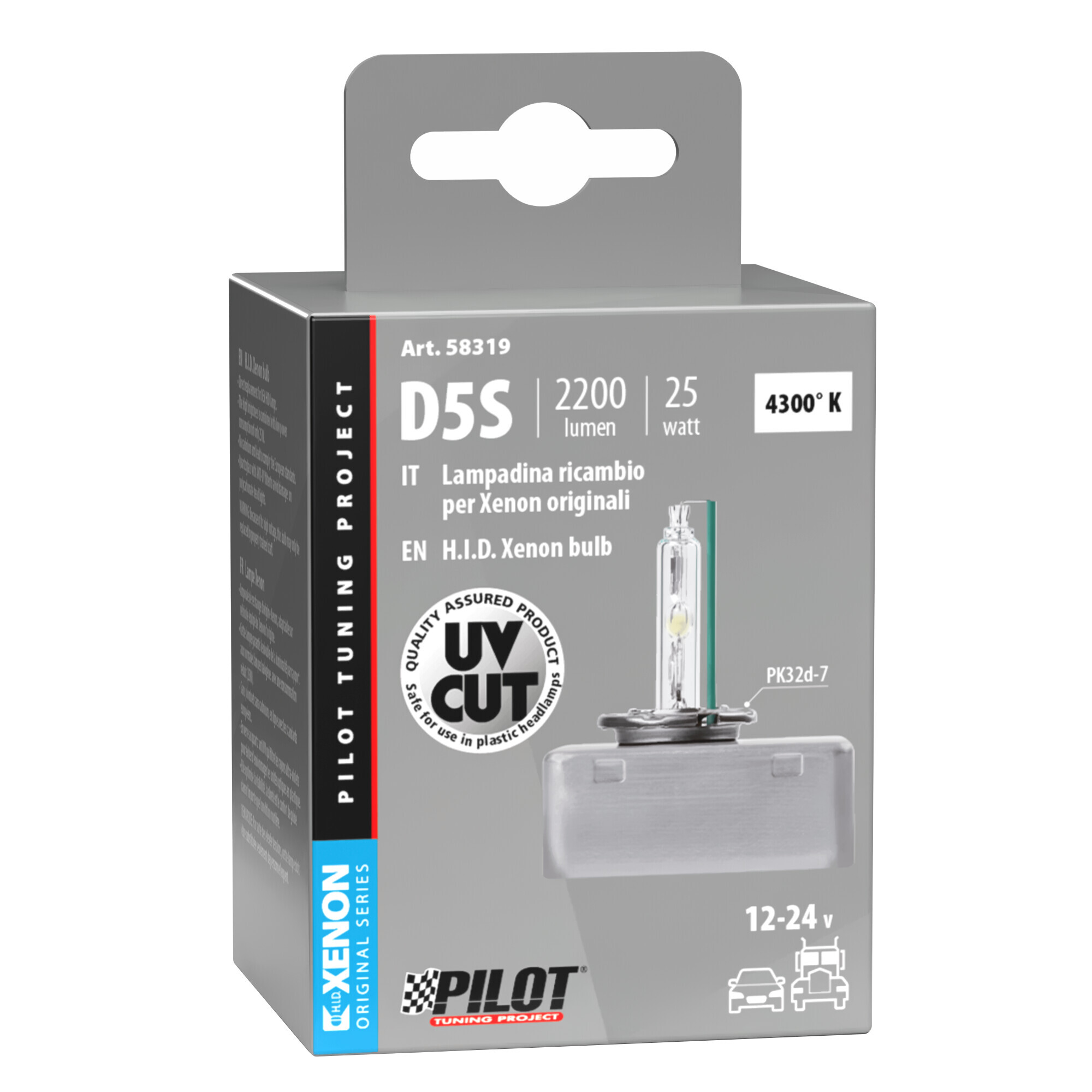 Lampada HID Xenon 4.300°K - D5S - 25W - PK32d-7 - 1 pz - Scatola - immagine 2