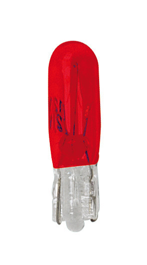 12V Lampada con zoccolo vetro - (T5) - 1,2W - W2x4,6d - 2 pz  - Scatola - Rosso