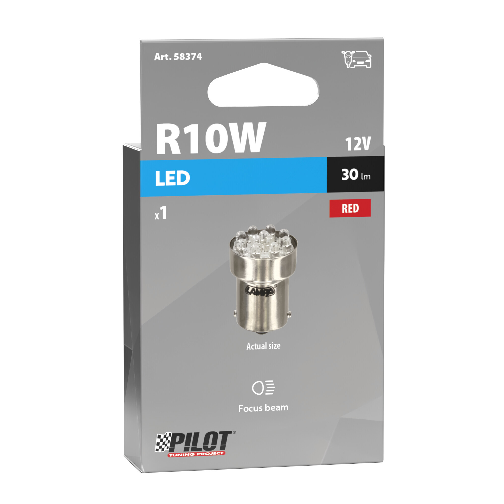 12V Lampada Multi-Led 11 Led - (R10W) - BA15s - 1 pz - Scatola - Rosso - immagine 2