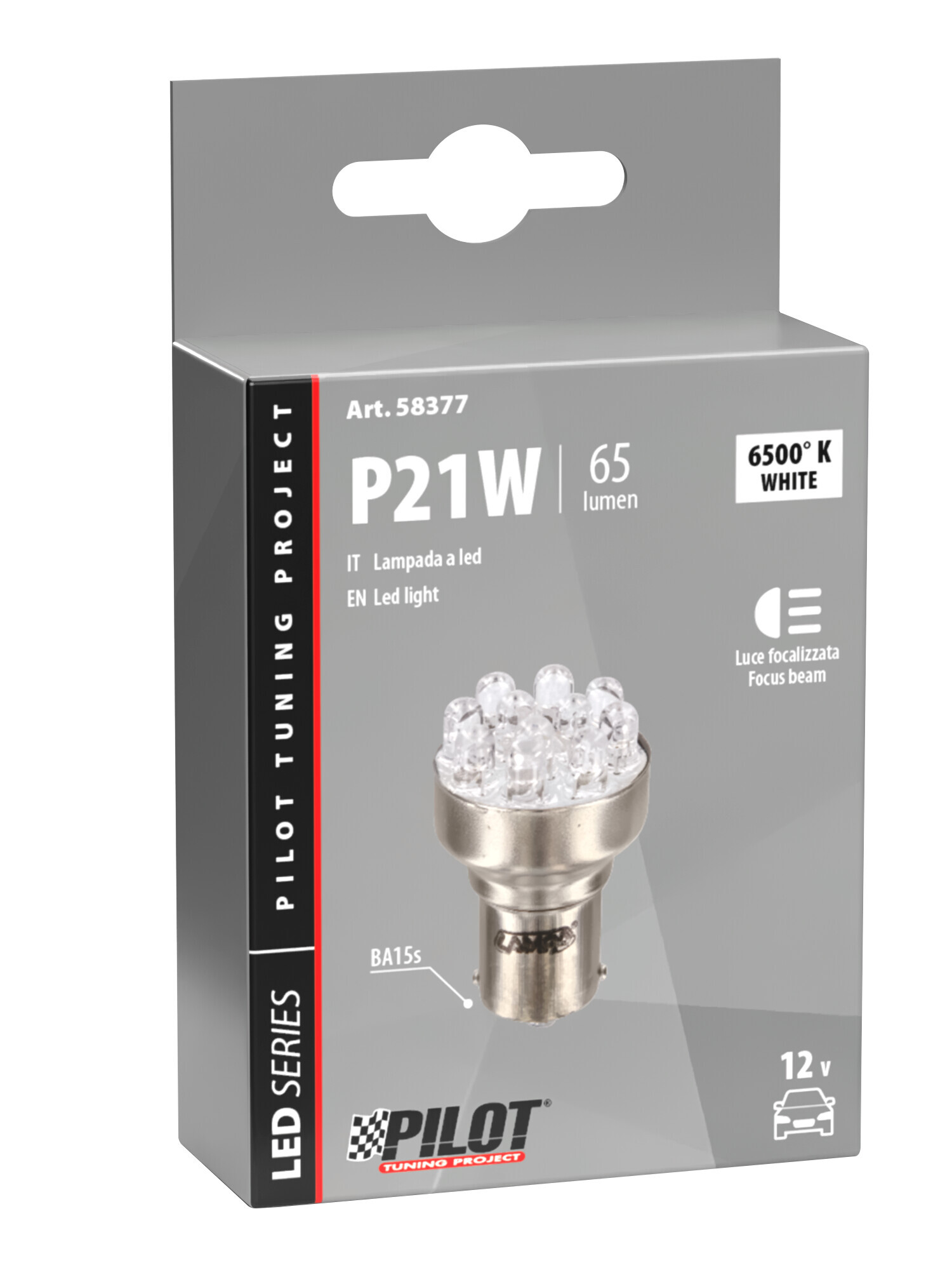 12V Lampada Multi-Led 11 Led - (P21W) - BA15s - 1 pz - Scatola - Bianco - immagine 2