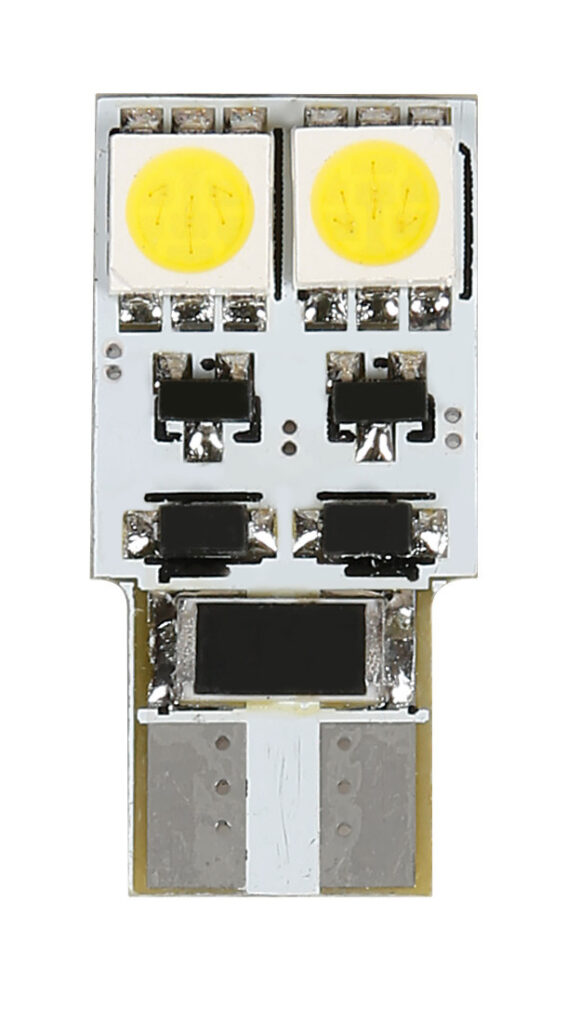 12V Hyper-Led 12 - 4 SMD x 3 chips - (T10) - Bifocus - W2,1x9,5d - 2 pz  - Scatola - Bianco - Doppia polarit&agrave; - Resistenza incorporata