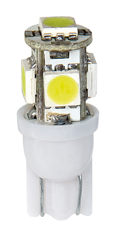 12V Hyper-Led 15 - 5 SMD x 3 chips - (T10) - W2,1x9,5d - 2 pz - Scatola - Bianco - Doppia polarità