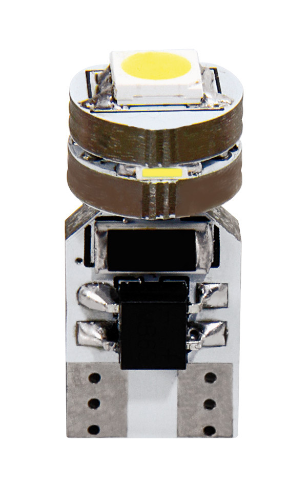 12V Hyper-Led 12 - 4 SMD x 3 chips - (T10) - Quadrifocus - W2,1x9,5d - 2 pz  - Scatola - Bianco - Doppia polarit&agrave; - Resistenza incorporata