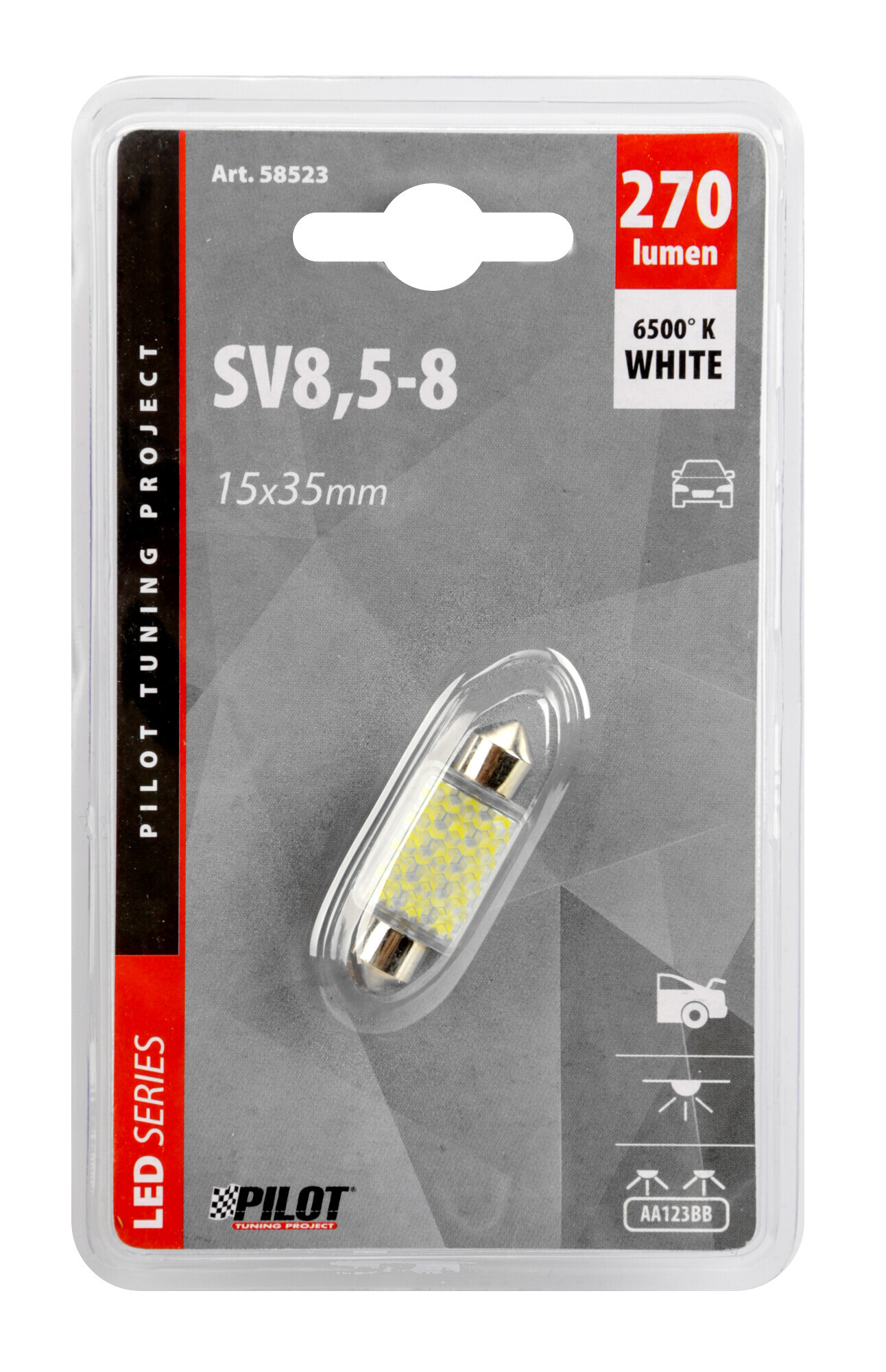 12V Led Series - 27 SMD x 1 chips - 15x35 mm - SV8,5-8 - 1 pz - D/Blister - Bianco - Doppia polarità - immagine 2