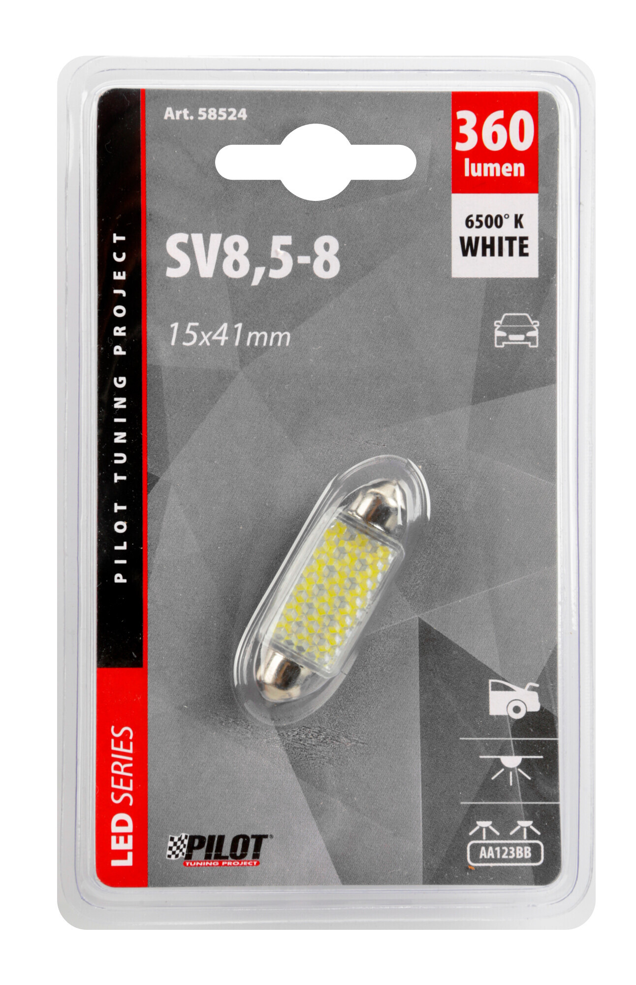 12V Led Series - 36 SMD x 1 chips - 15x41 mm - SV8,5-8 - 1 pz - D/Blister - Bianco - Doppia polarità - immagine 2