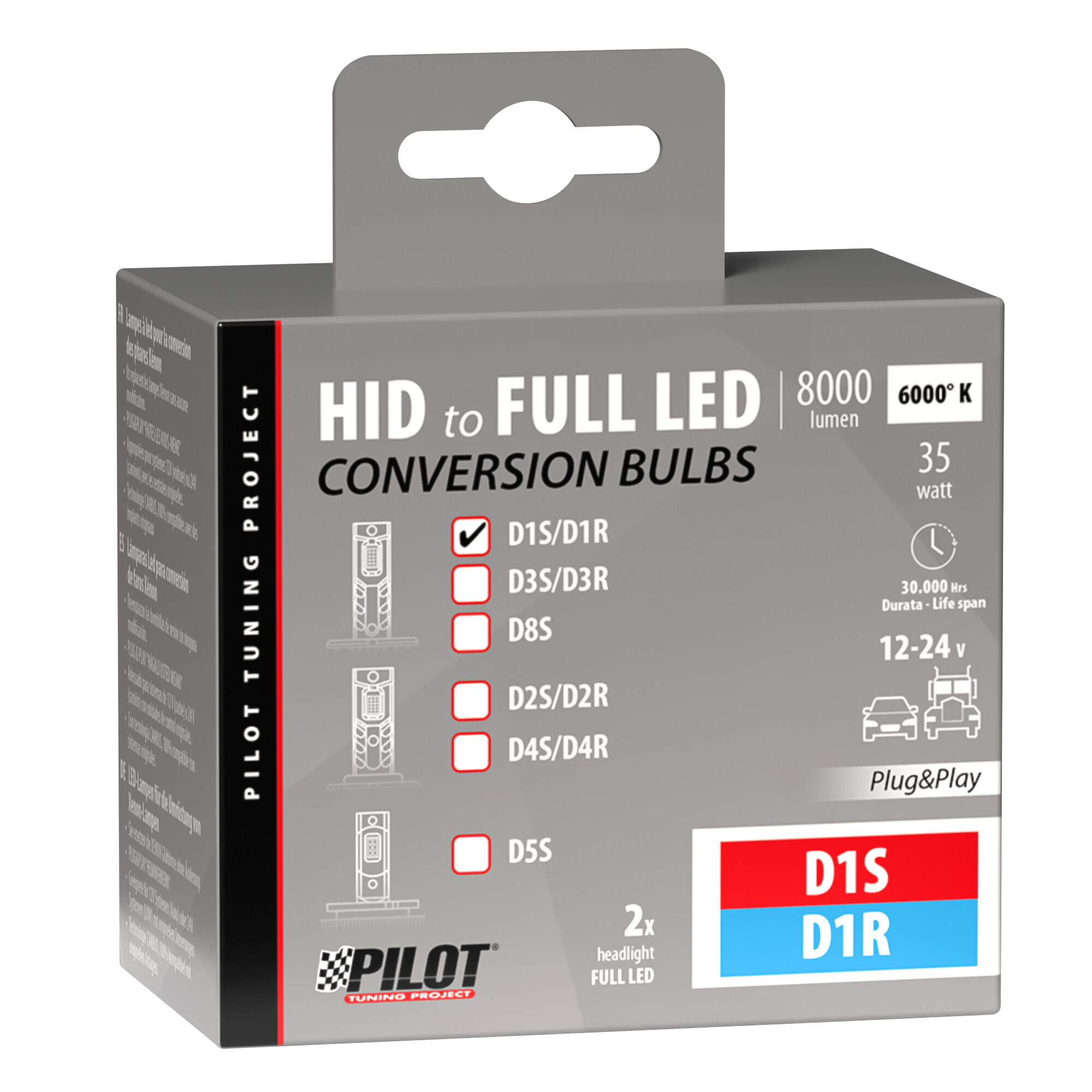 12-24V Lampade a Led per conversione fari Xenon - (D1S-D1R) - 35W - 2 pz - Scatola - immagine 2