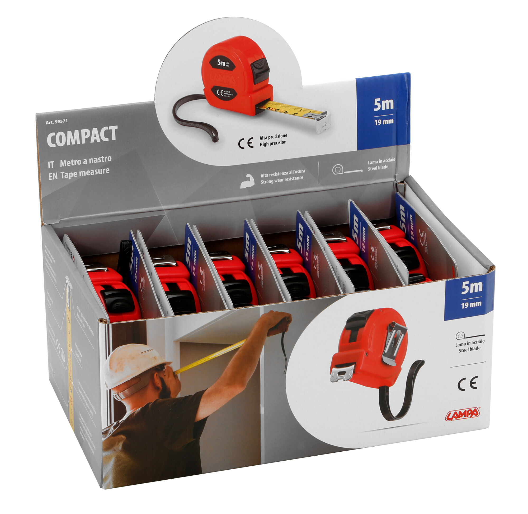 Compact, metro a nastro - 5 m x 19 mm - Confezione da 12 pezzi - immagine 6