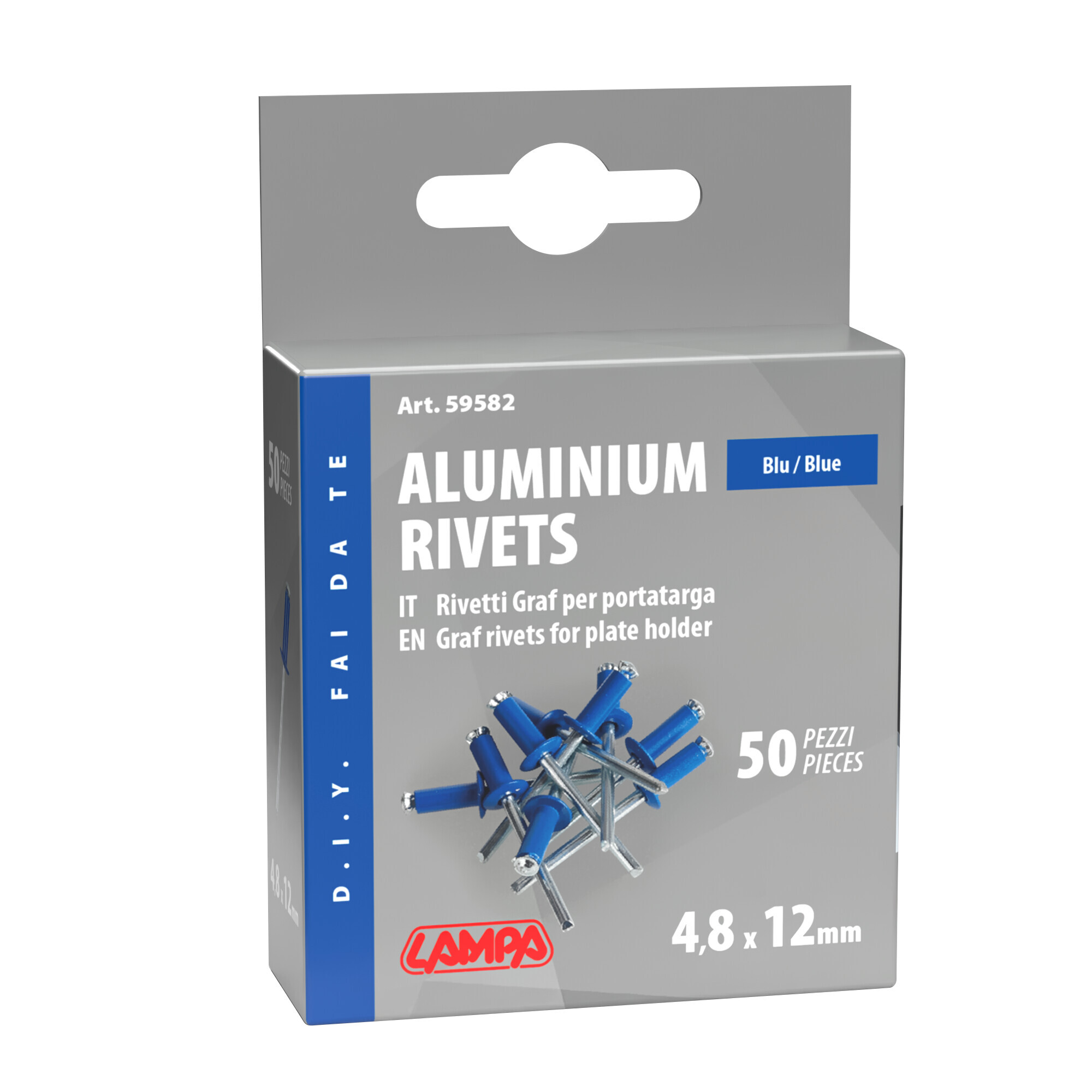 Aluminium Rivets, set 50 rivetti Graf per portatarga - Blu - immagine 4