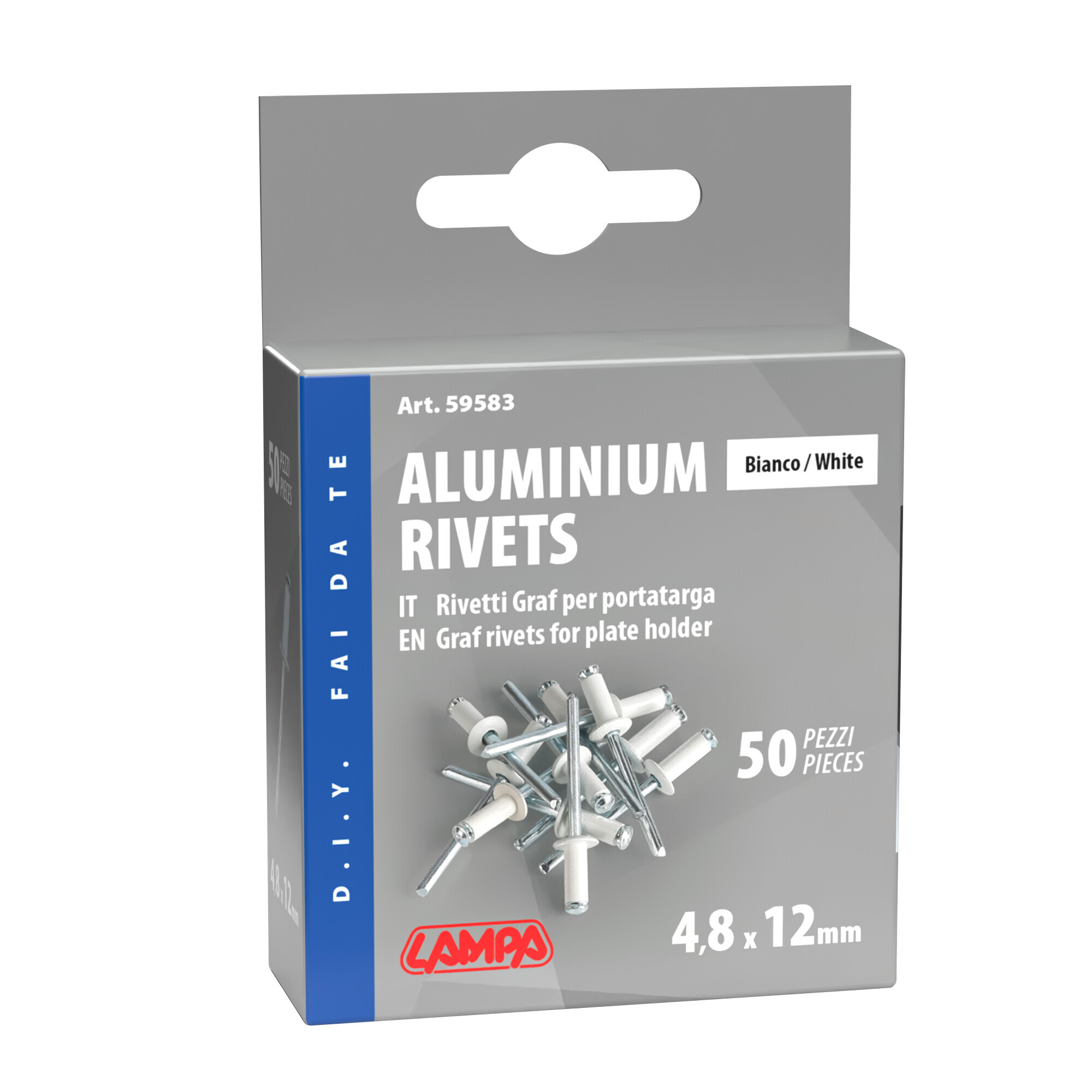 Aluminium Rivets, set 50 rivetti Graf per portatarga - Bianco - immagine 4