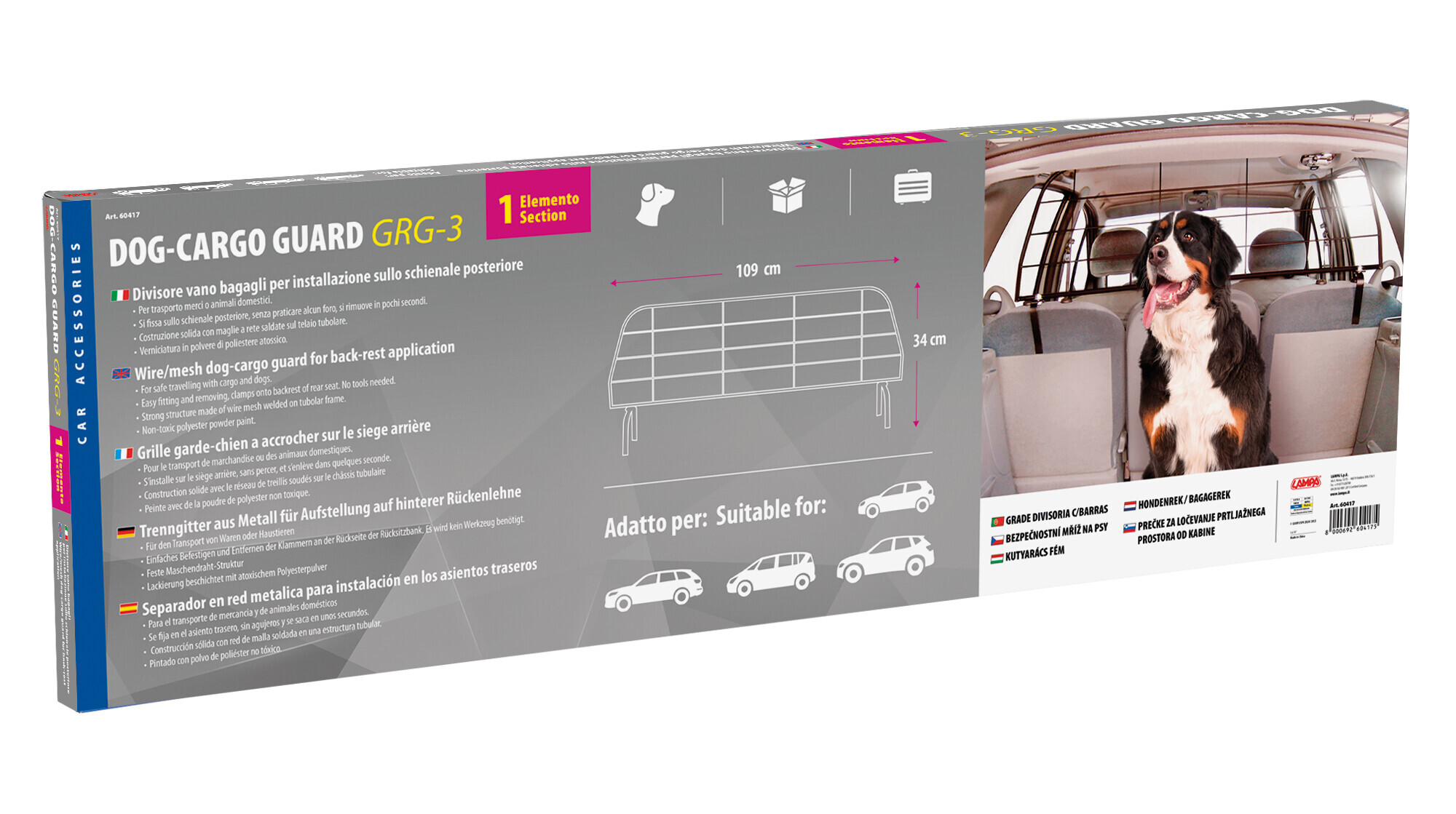 GRG-3, griglia divisoria in metallo cm 34x109 2 GRG-3, griglia divisoria in metallo cm 34x109 - immagine 2