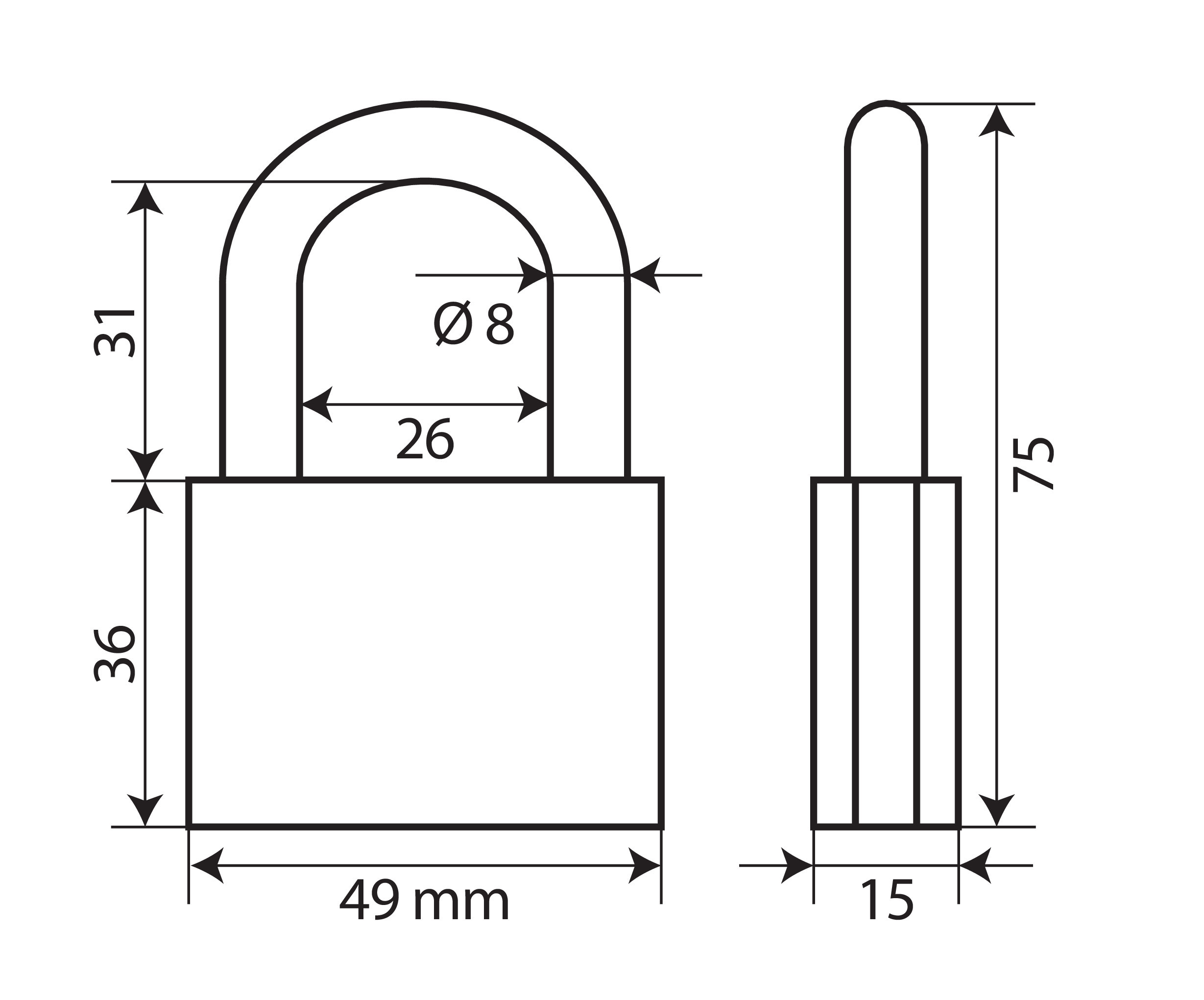 Standard, lucchetto in ottone - 50 mm - immagine 3